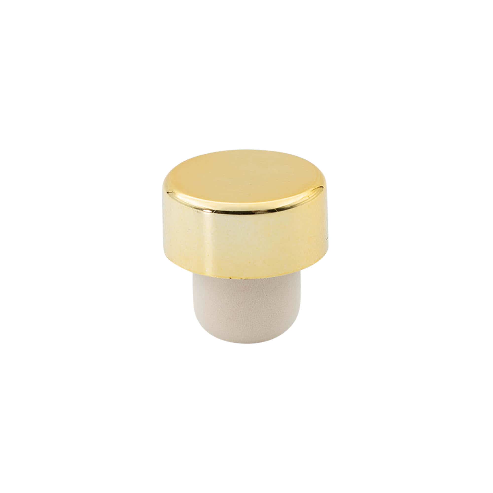 Rolha de pega 19 mm, plástico, dourada, para boca: rolha