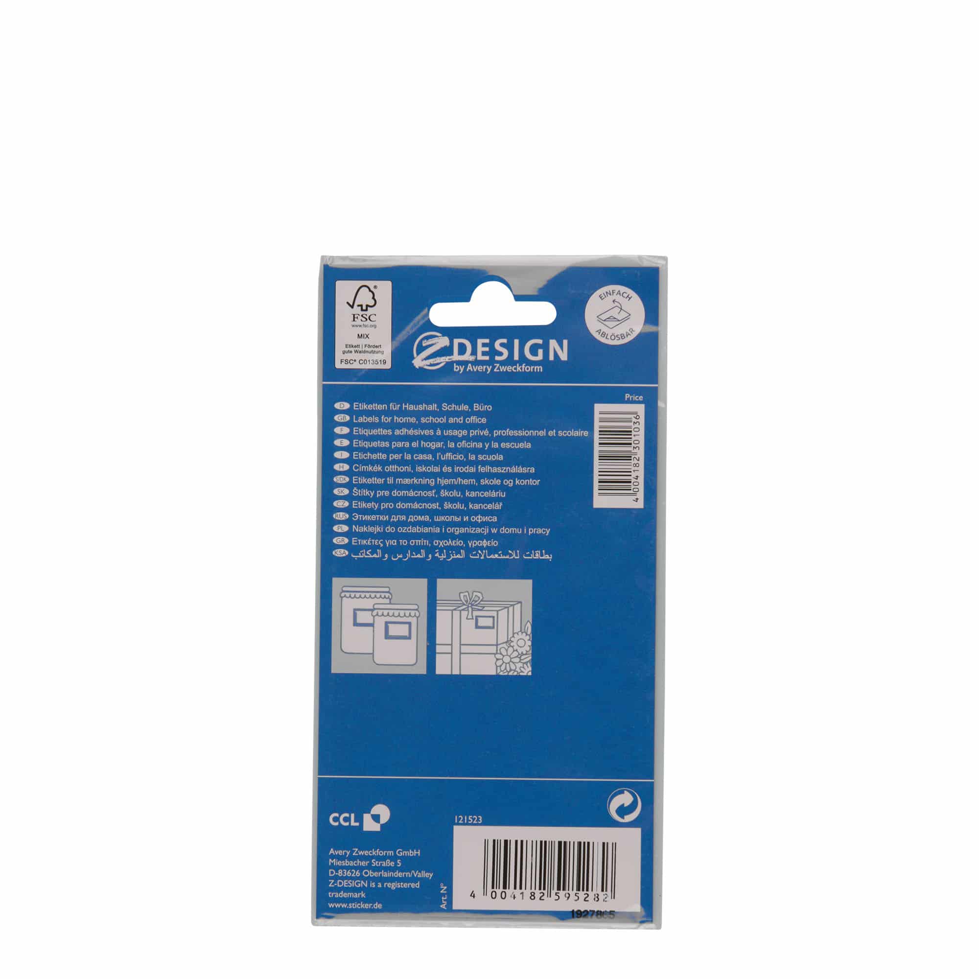 Etiquetas com formas 'Moldura azul', retangular, papel, branco-azul