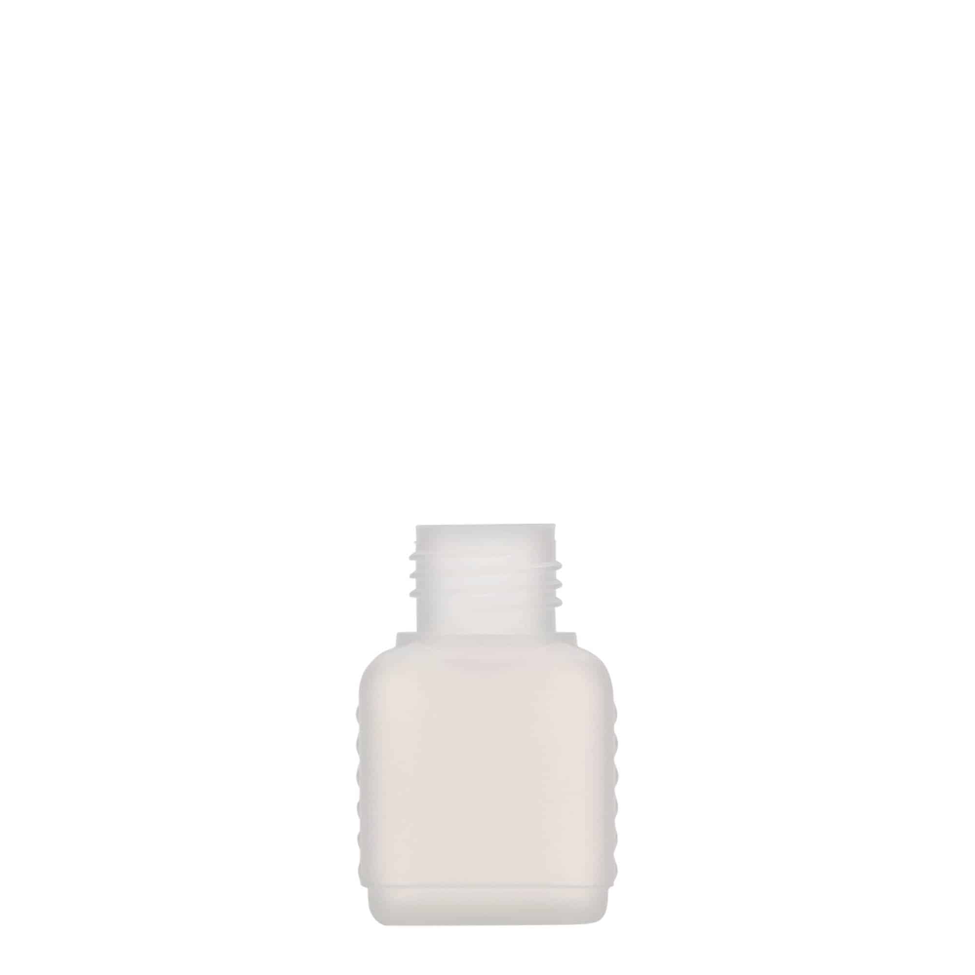 50 ml Garrafa Bidão, retangular, plástico PEAD, transparente, boca: DIN 25 50 ml Garrafa Bidão, retangular, plástico PEAD, transparente, boca: DIN 25