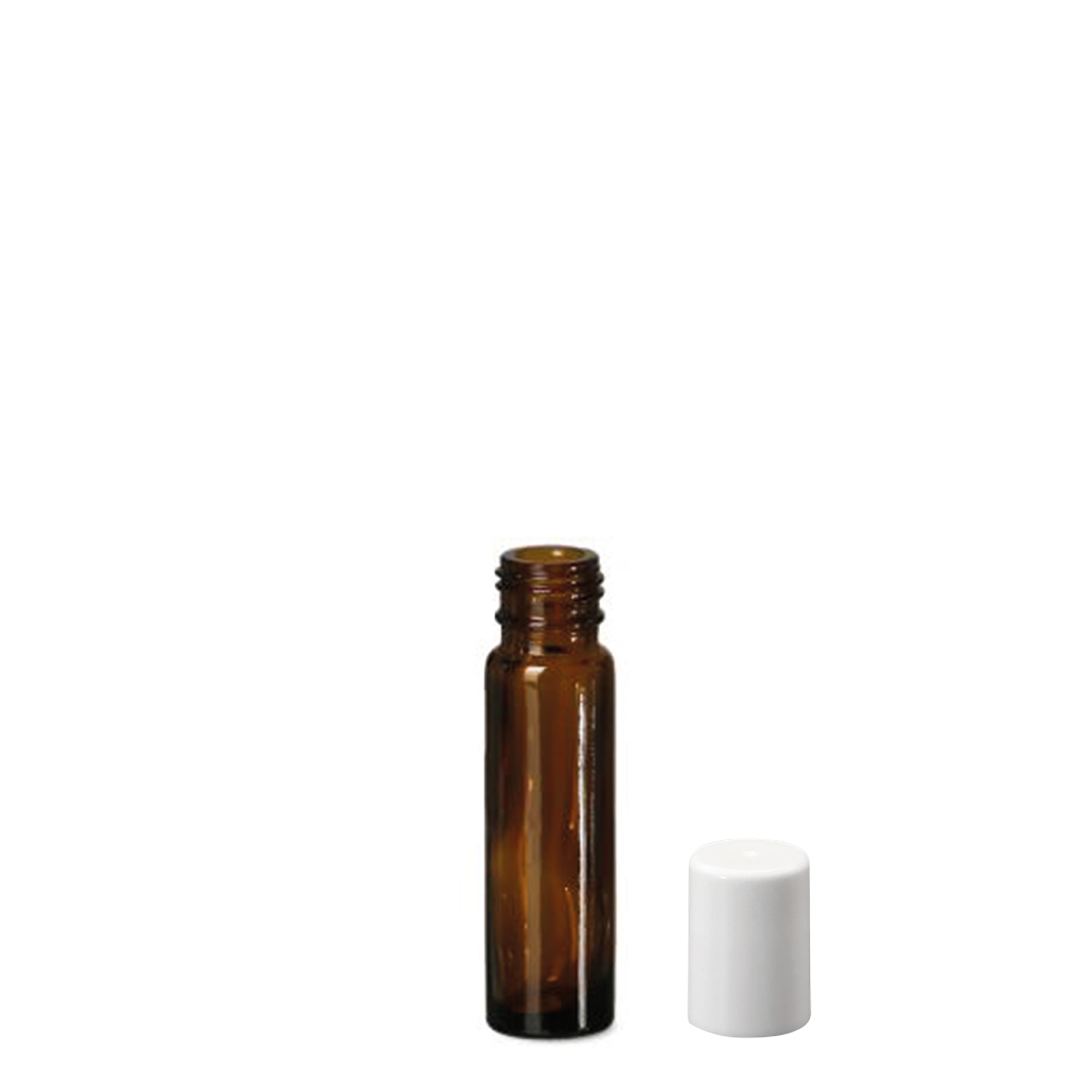 Frasco roll-on de 10 ml, vidro, castanho, boca: tampa de rosca