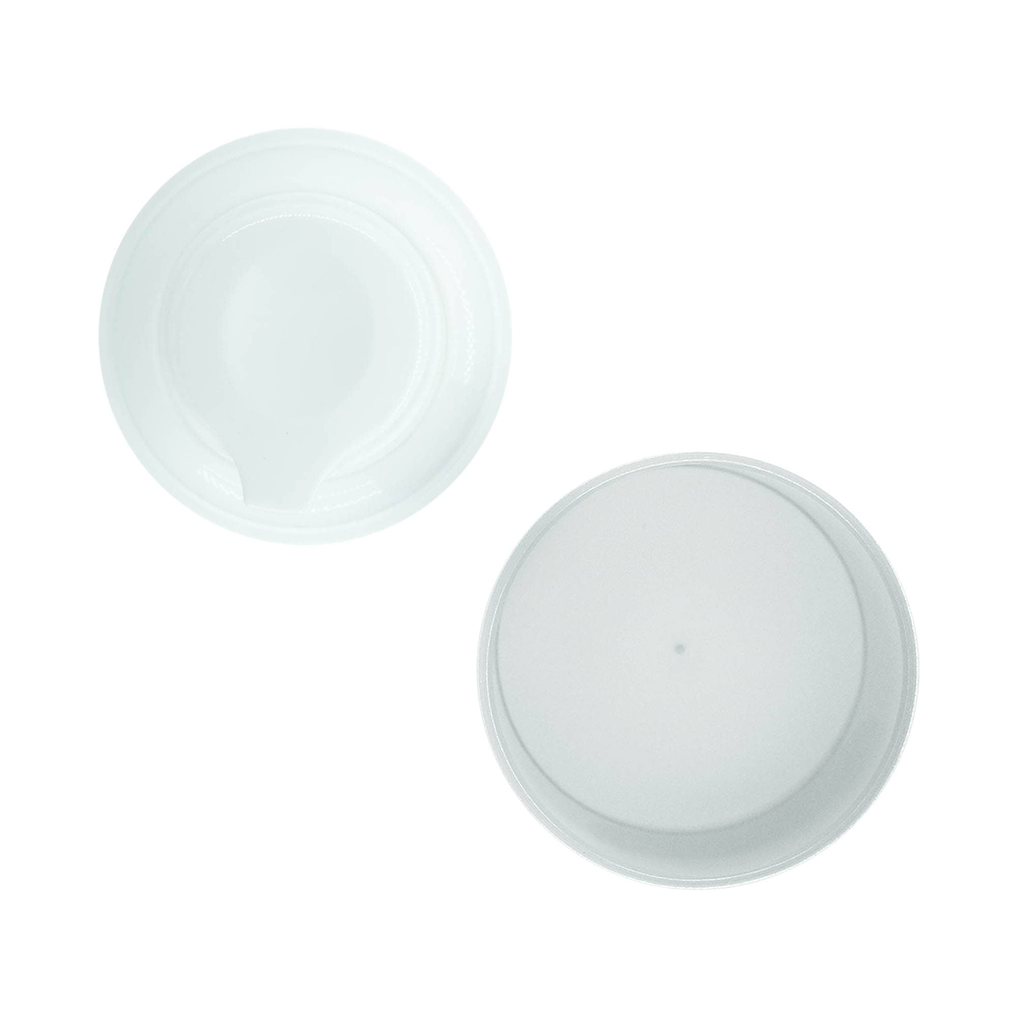 Cabeça de bomba dispensadora airless "Mezzo", tipo D, plástico PP, branco com tampa prateada mate metalizada