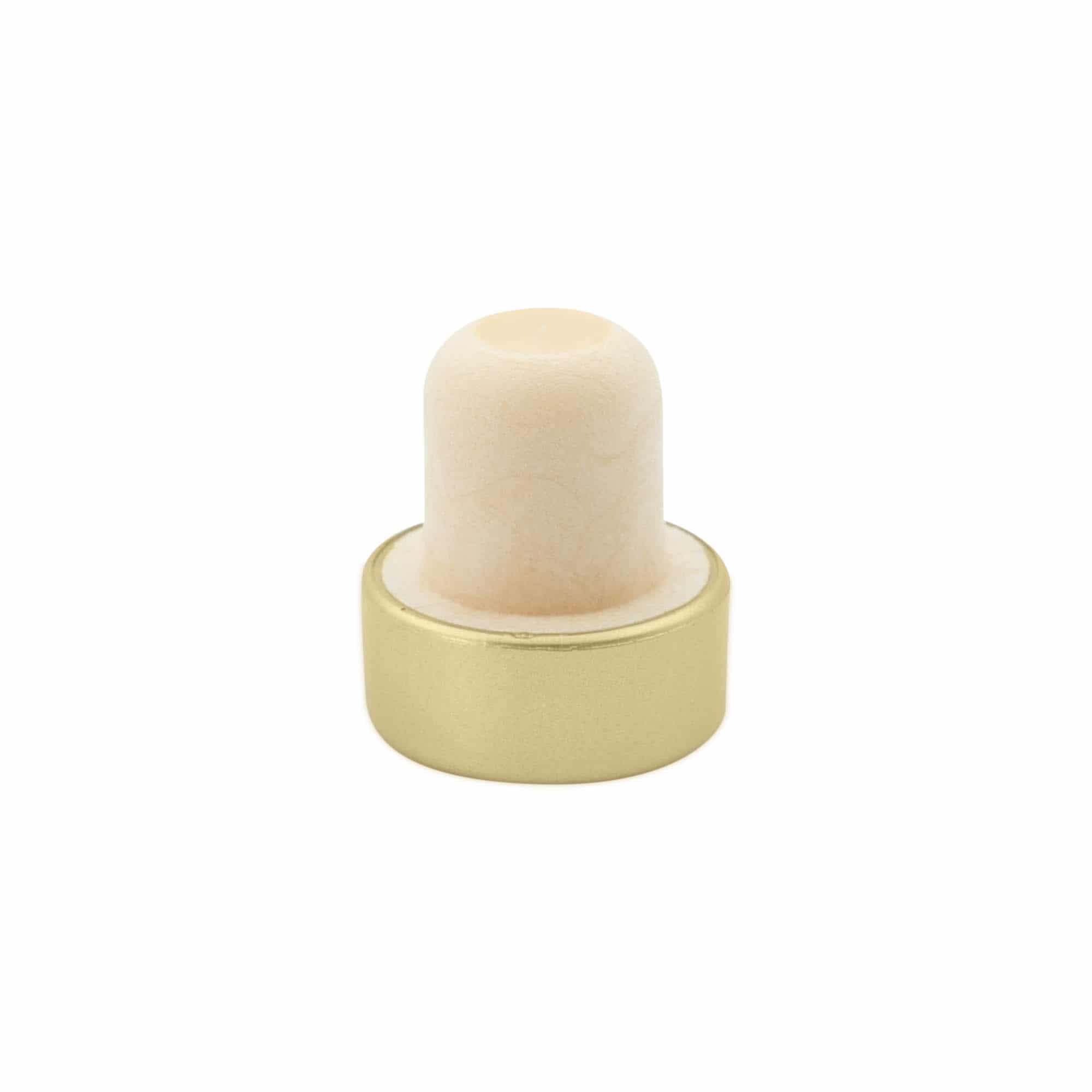 Rolhas capsuladas 19 mm, plástico, dourado, para boca: Cortiça