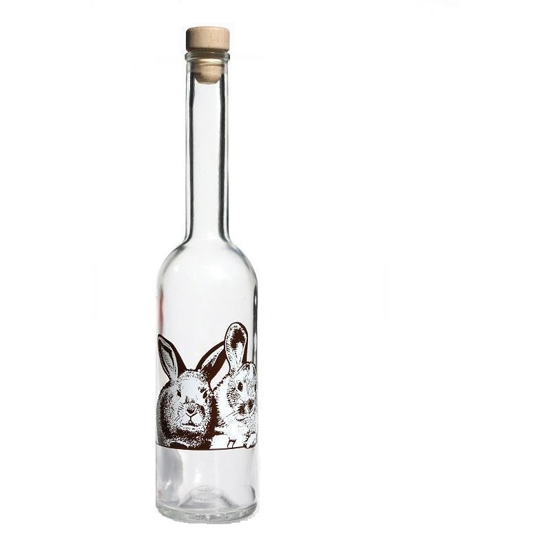Garrafa de vidro de 500 ml 'Ópera', motivo: coelho, bocal: cortiça Garrafa de vidro de 500 ml 'Ópera', motivo: coelho, bocal: cortiça