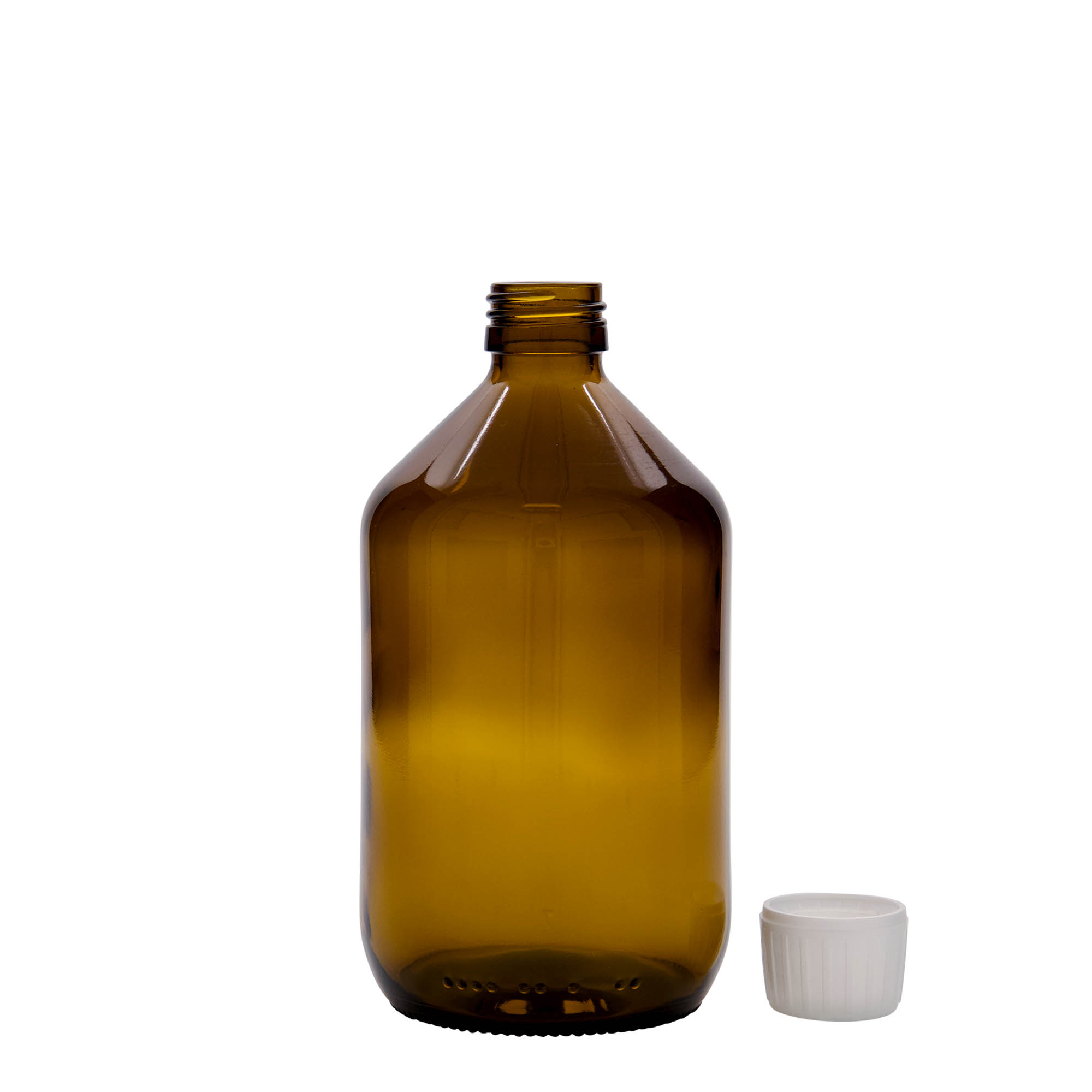 Frasco de medicamento de 500 ml, castanho, vidro, boca: PP 28 Frasco de medicamento de 500 ml, castanho, vidro, boca: PP 28