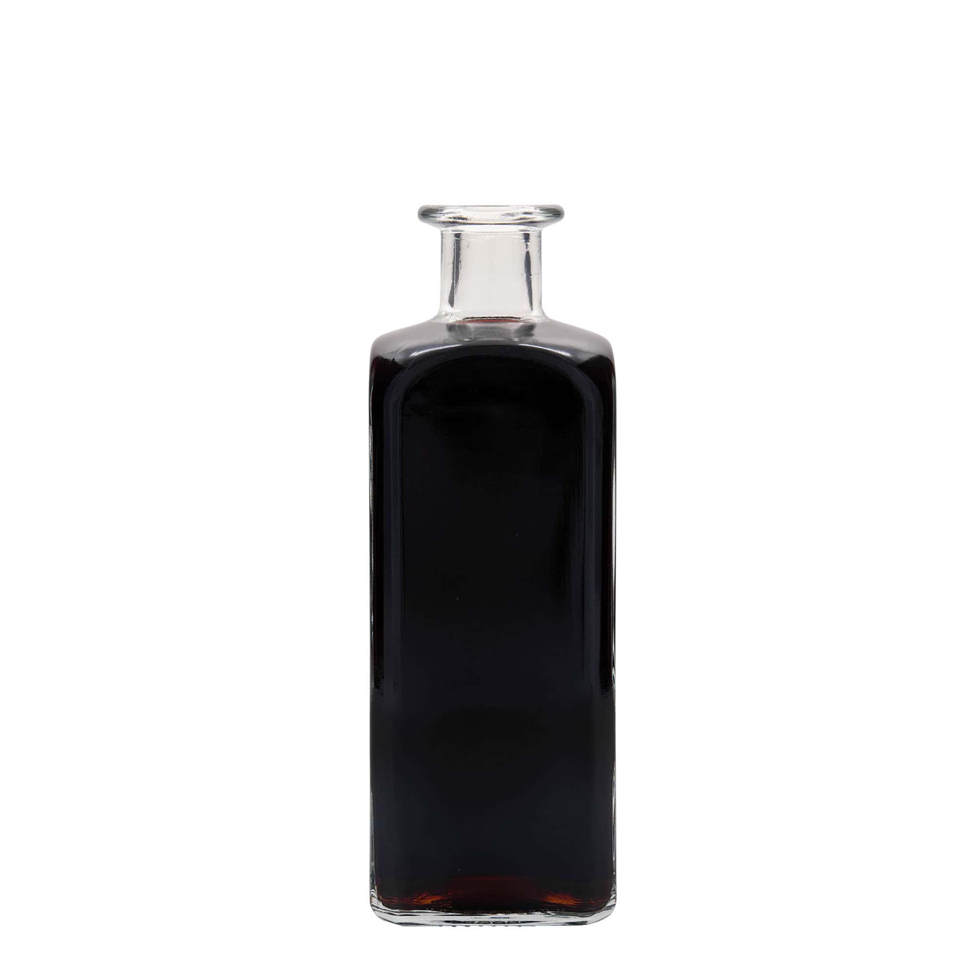 Garrafa de vidro de 500 ml Apotheker Carré, quadrada, boca: cortiça Garrafa de vidro de 500 ml Apotheker Carré, quadrada, boca: cortiça