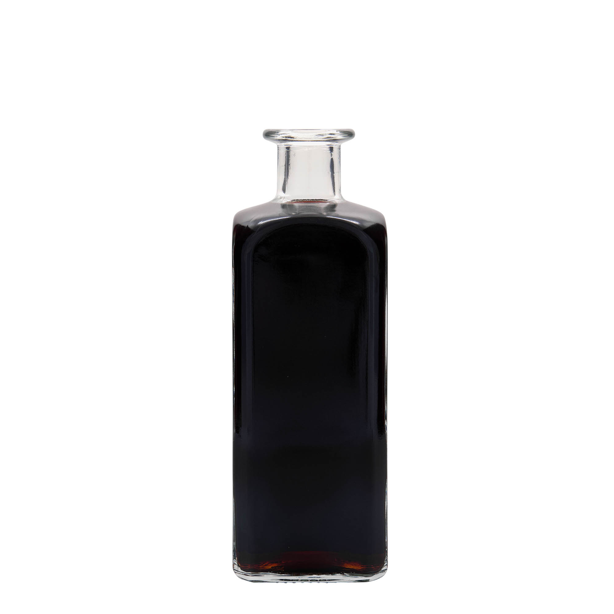 Garrafa de vidro de 500 ml Apotheker Carré, quadrada, boca: cortiça Garrafa de vidro de 500 ml Apotheker Carré, quadrada, boca: cortiça