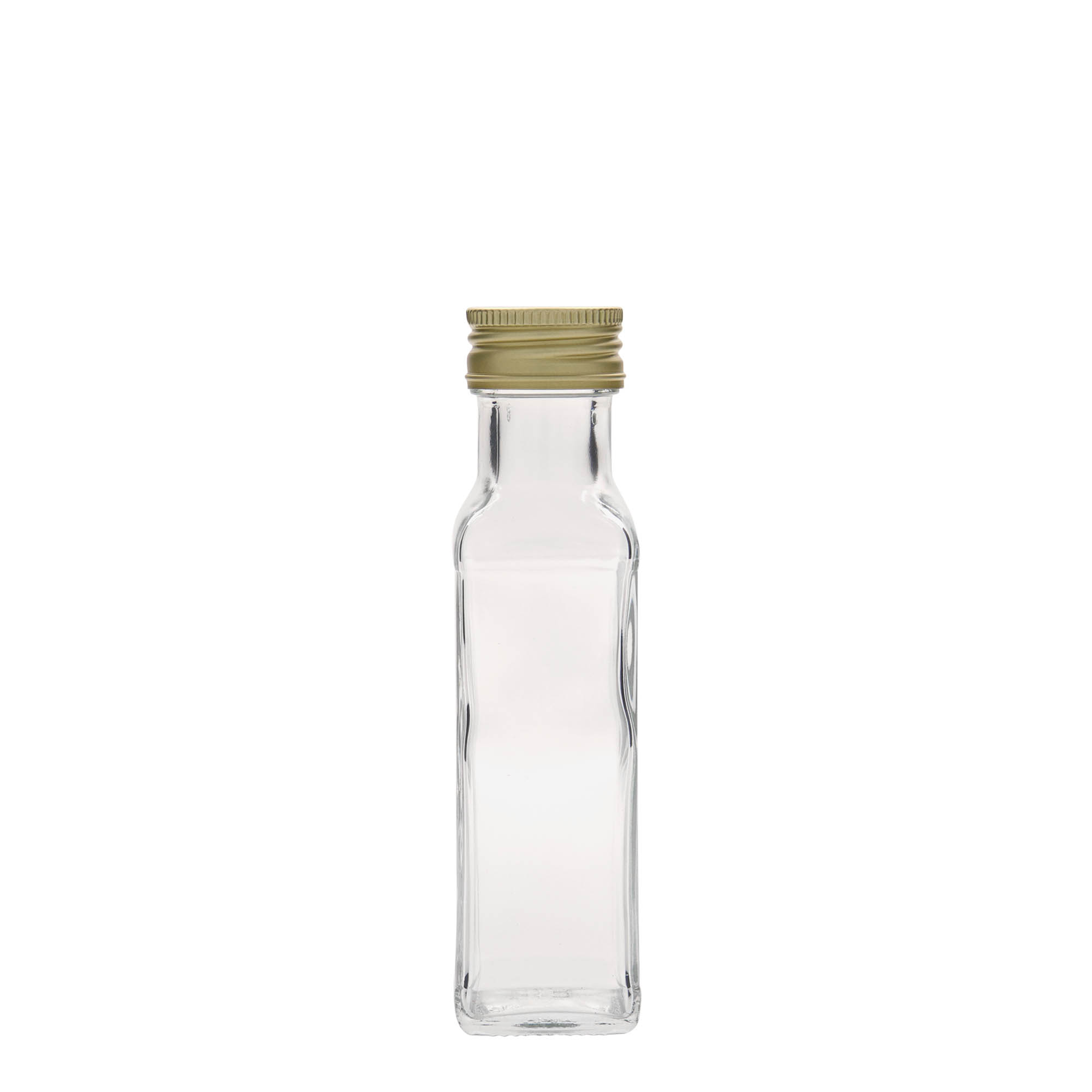 Frasco de vidro de 100 ml 'Marasca', quadrado, boca: PP 31,5 Frasco de vidro de 100 ml 'Marasca', quadrado, boca: PP 31,5