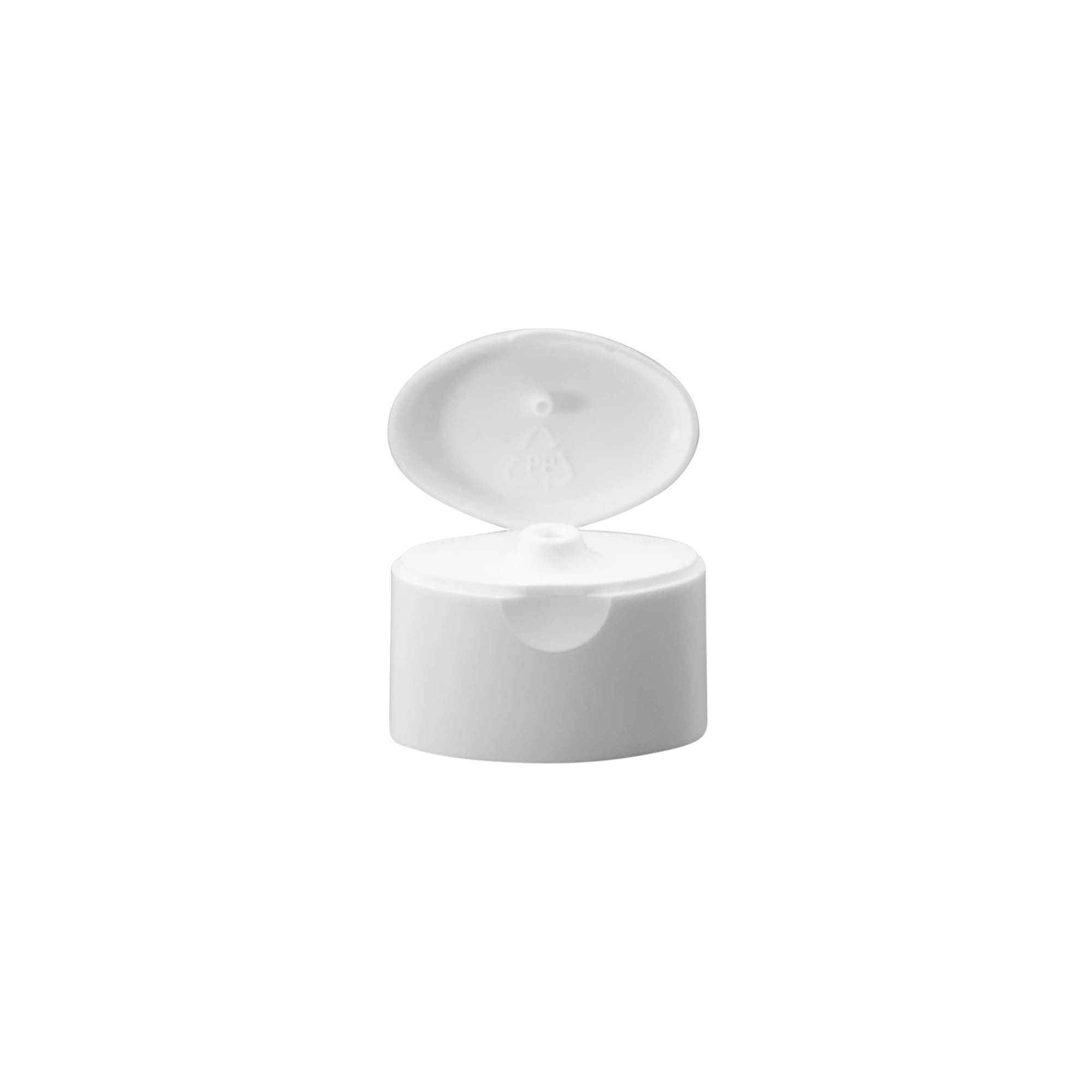 Tampa de rosca com dobradiça articulada para 'Indy', plástico, branco Tampa de rosca com dobradiça articulada para 'Indy', plástico, branco