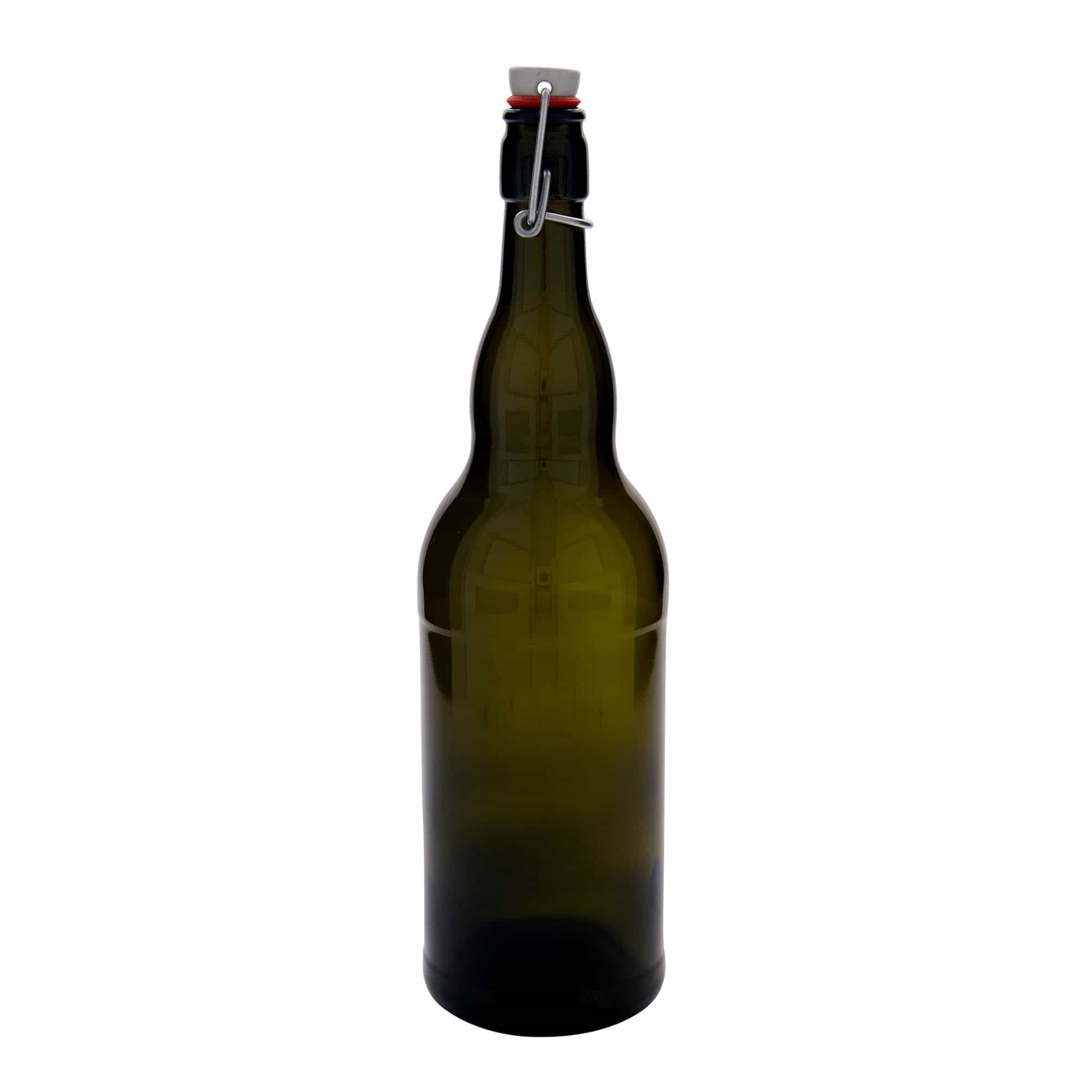 1.000 ml garrafa de cerveja Bélgica, vidro, verde antigo, boca: fecho de alavanca