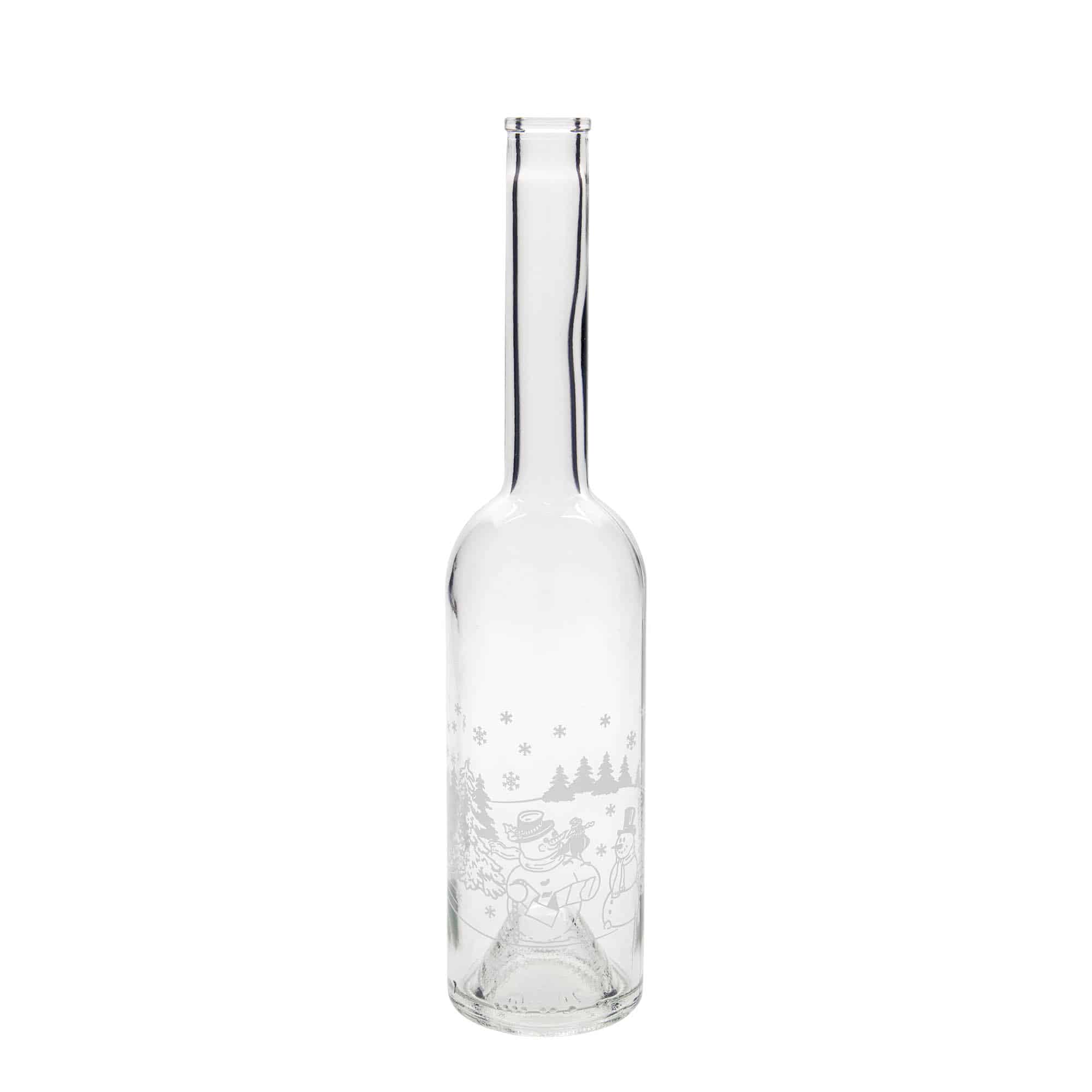 Garrafa de vidro de 500 ml 'Opera', motivo: garrafa de boneco de neve, boca: cortiça