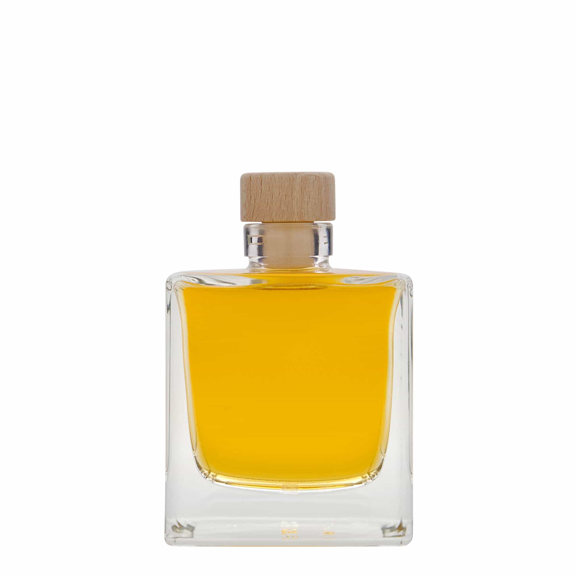 200 ml Garrafa de vidro 'Cube', quadrada, boca: Cortiça
