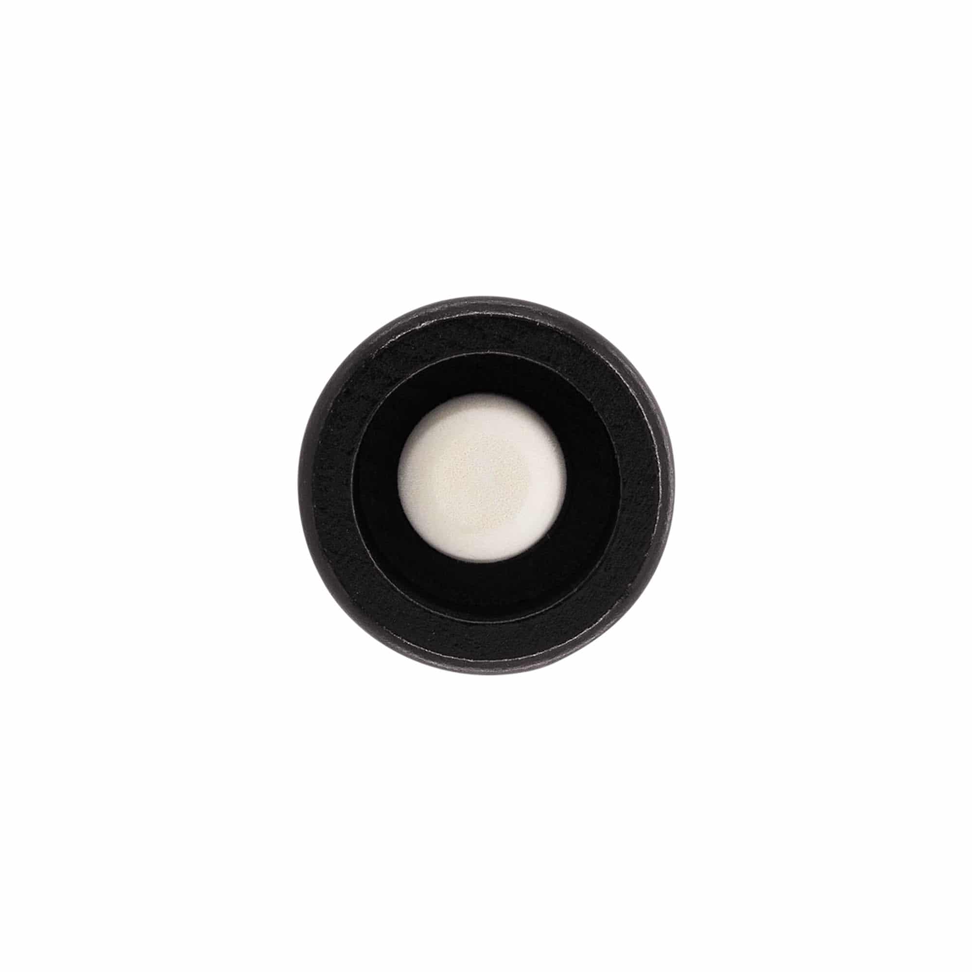 Rolha de aperto 19 mm "Melão", madeira/PE, preta, para bocal: cortiça