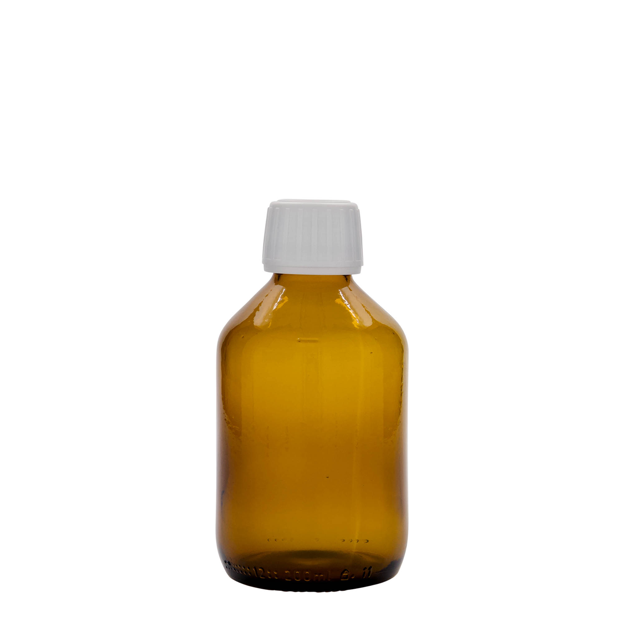 Frasco médico de 200 ml, castanho, vidro, boca: PP 28