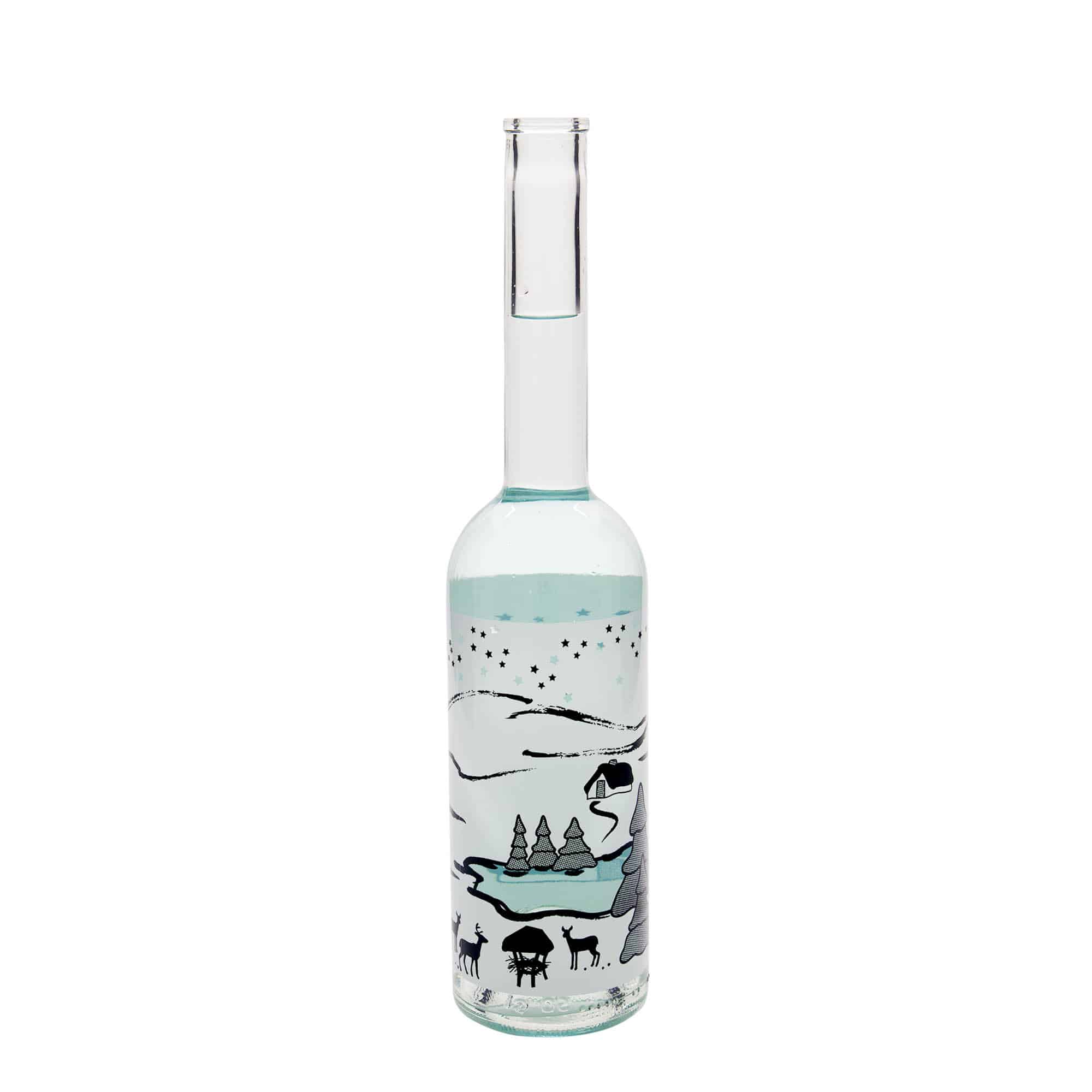 Garrafa de vidro 500 ml 'Opera', motivo: Sonho de Inverno-Bianco, abertura: cortiça