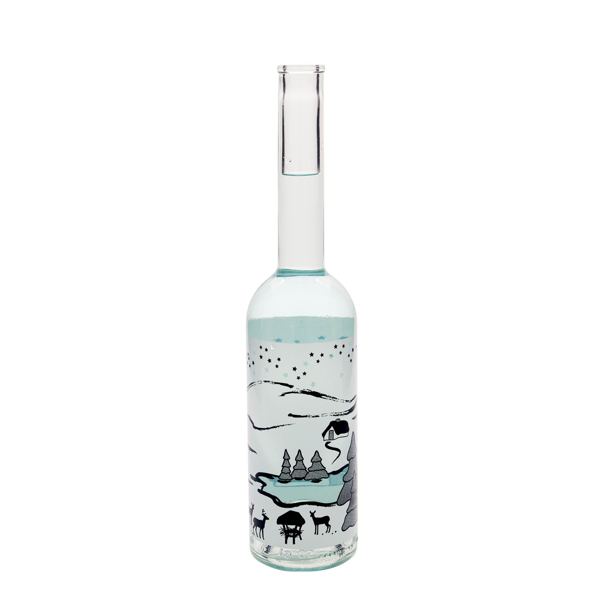 Garrafa de vidro 500 ml 'Opera', motivo: Sonho de Inverno-Bianco, abertura: cortiça Garrafa de vidro 500 ml 'Opera', motivo: Sonho de Inverno-Bianco, abertura: cortiça