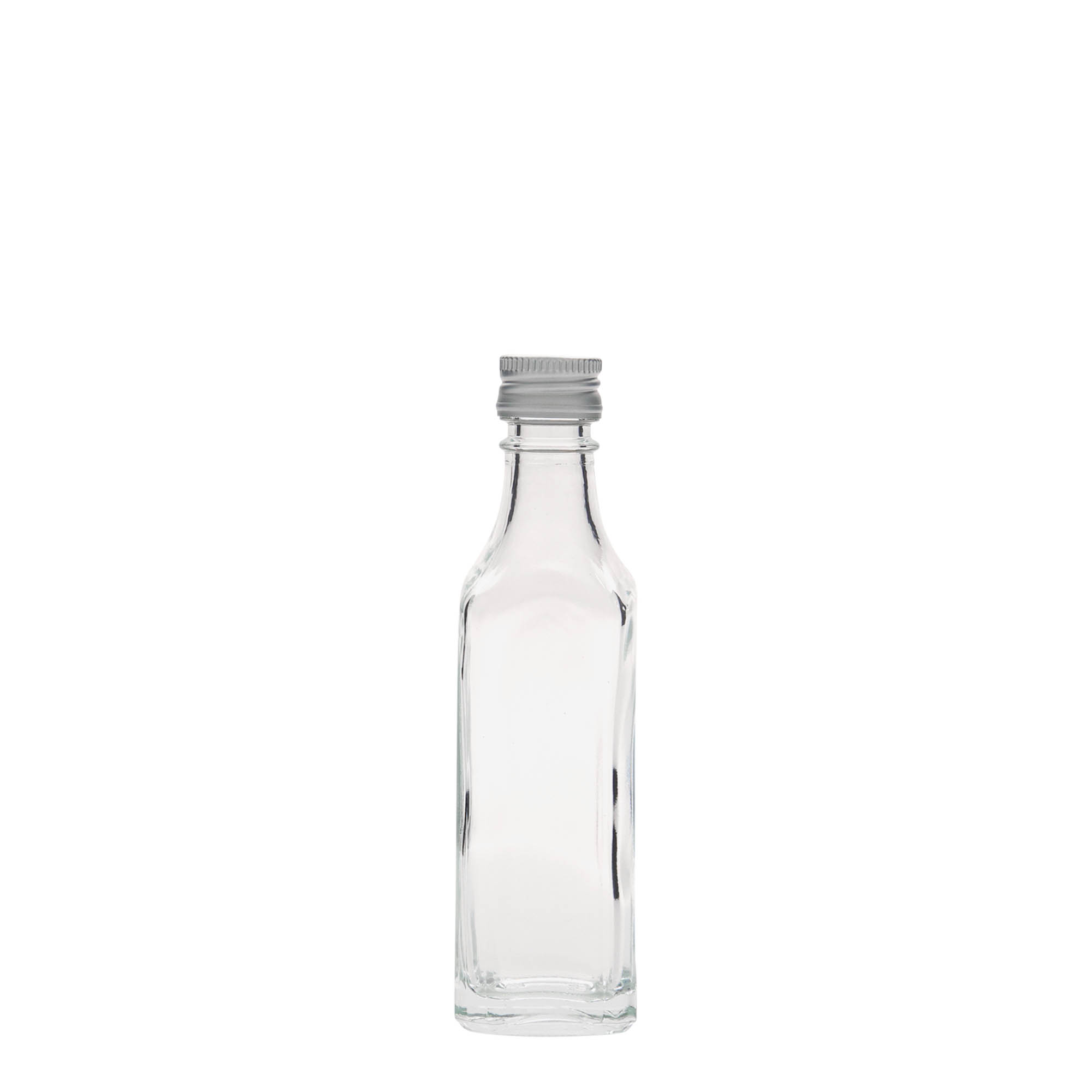 Frasco de vidro de 50 ml 'Siena', quadrado, bocal: PP 18 Frasco de vidro de 50 ml 'Siena', quadrado, bocal: PP 18