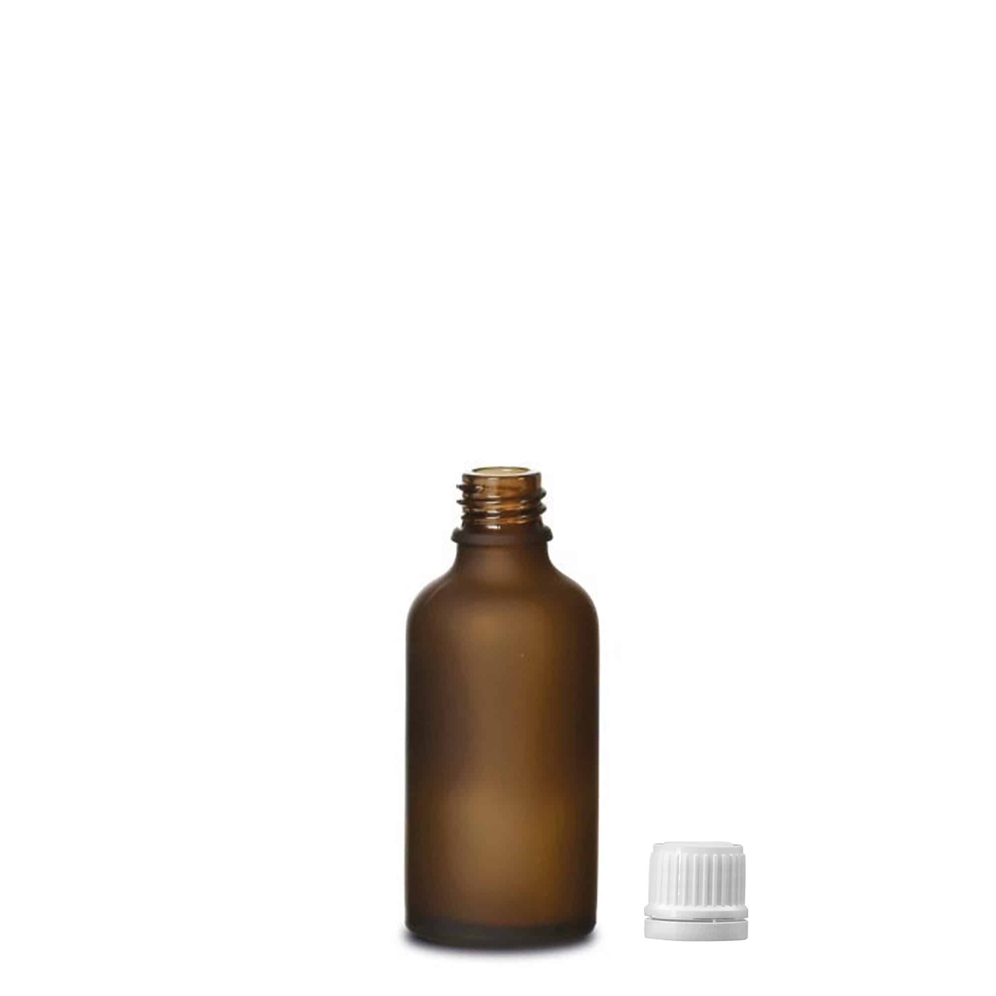 Frasco medicinal 50ml, vidro, castanho fosco, boca: DIN 18