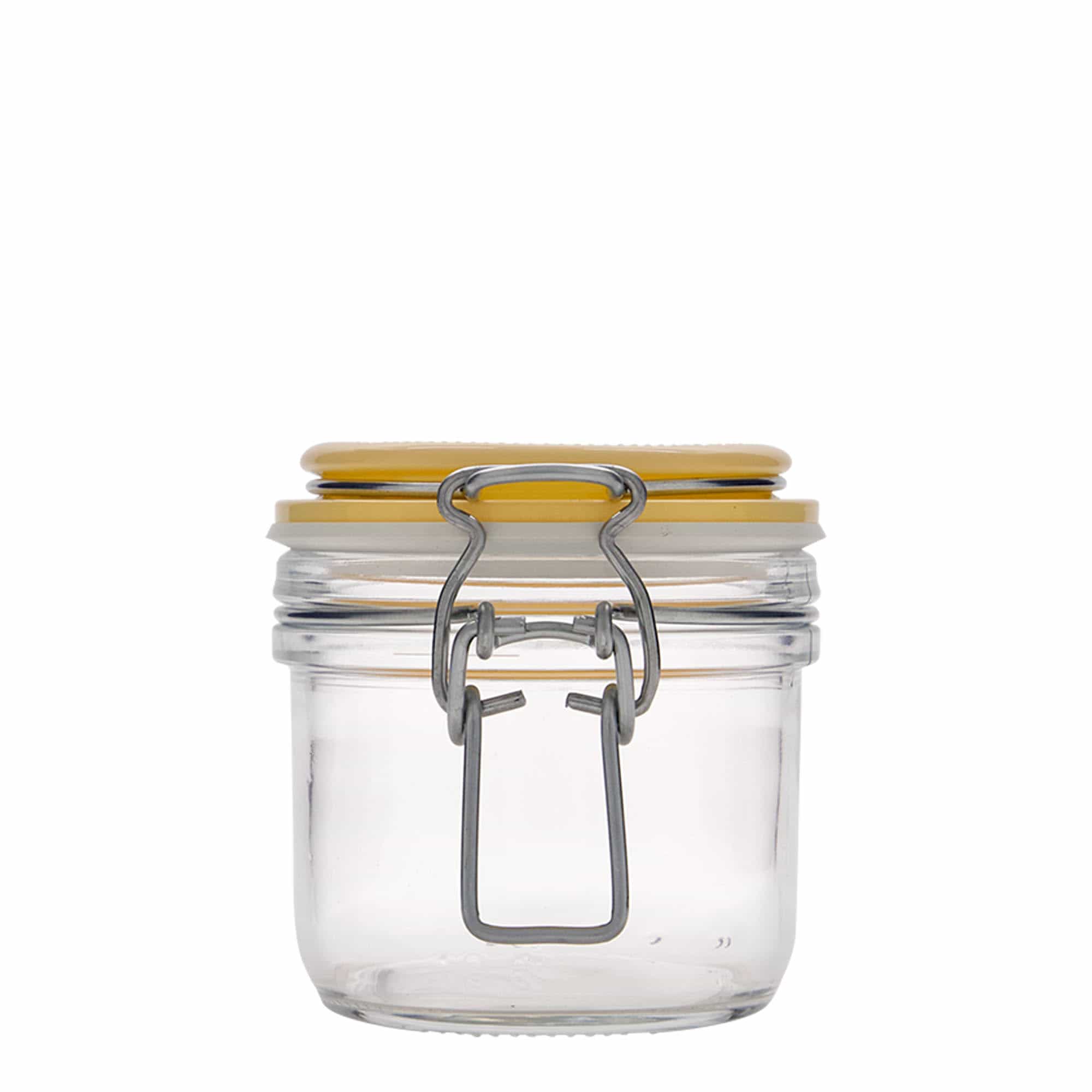 Frasco de vidro com fecho de arame 'Fido', 200 ml, amarelo, boca: fecho de arame