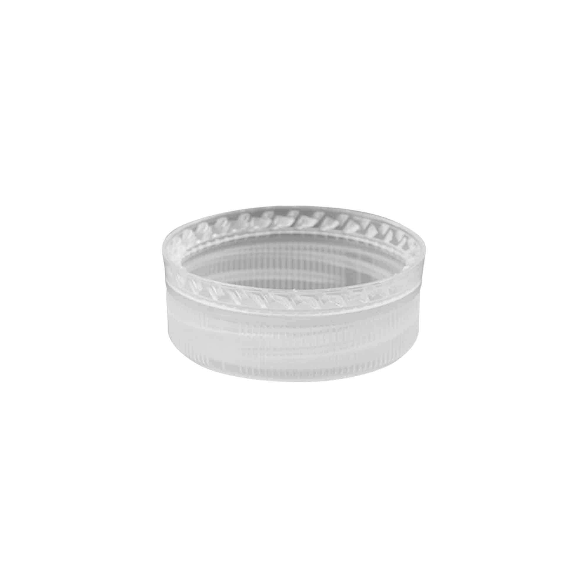 Tampa de rosca com duas roscas, plástico PE, branco, boca: PET 38 mm
