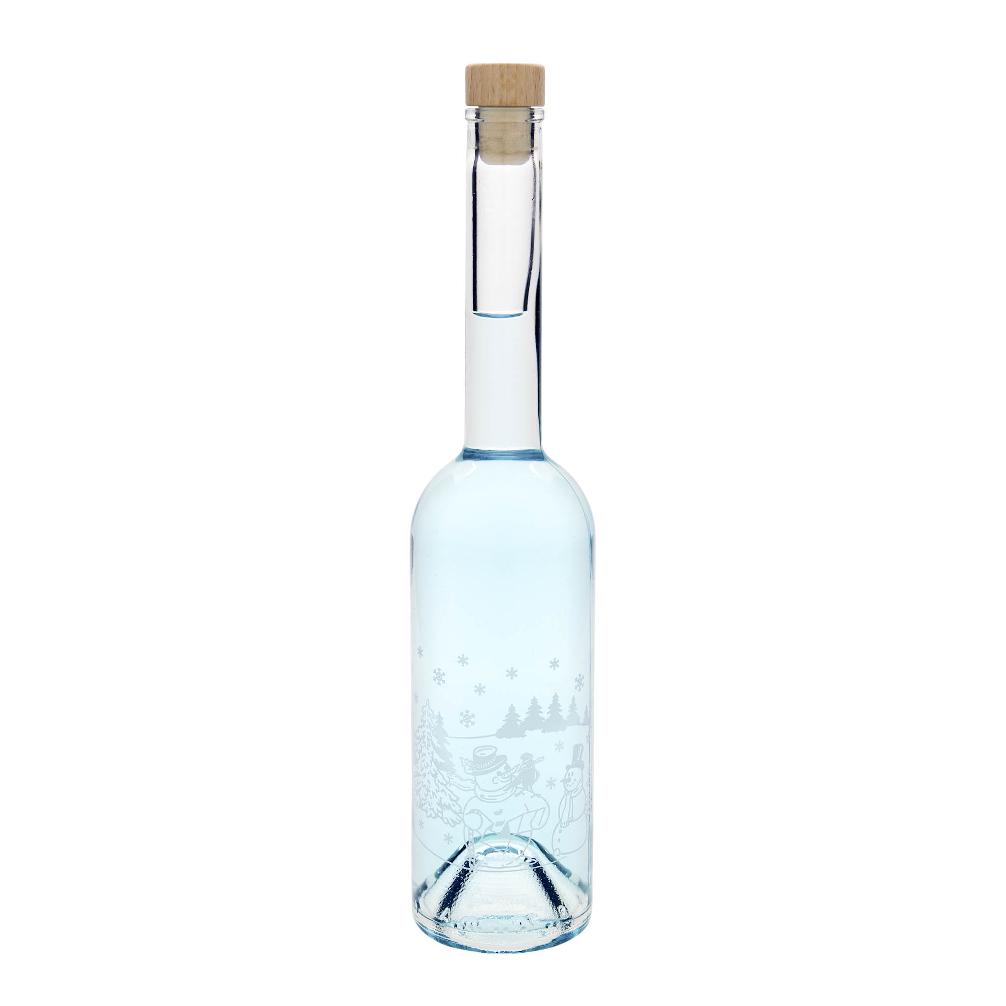 Garrafa de vidro de 500 ml 'Opera', motivo: garrafa de boneco de neve, boca: cortiça