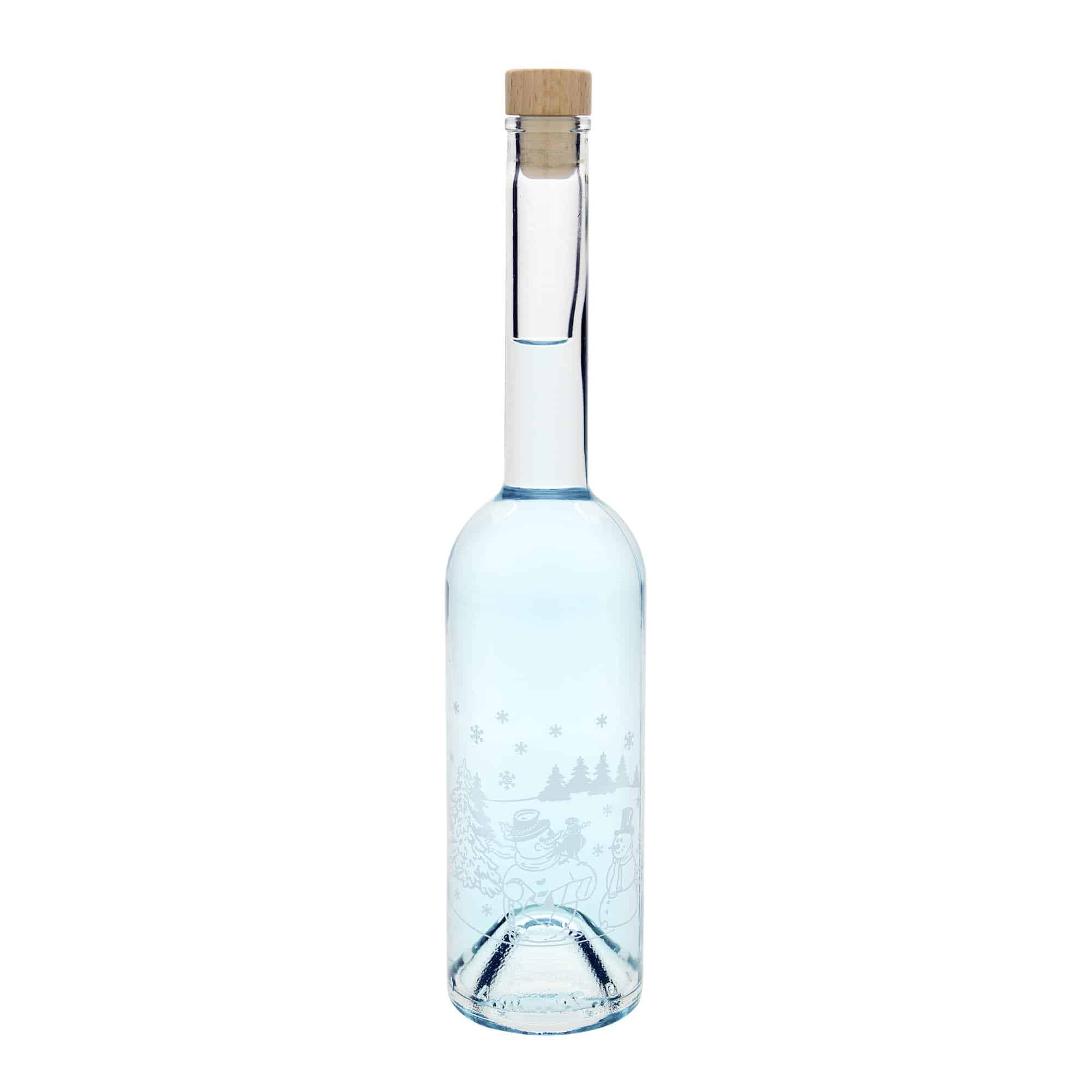 Garrafa de vidro de 500 ml 'Opera', motivo: garrafa de boneco de neve, boca: cortiça
