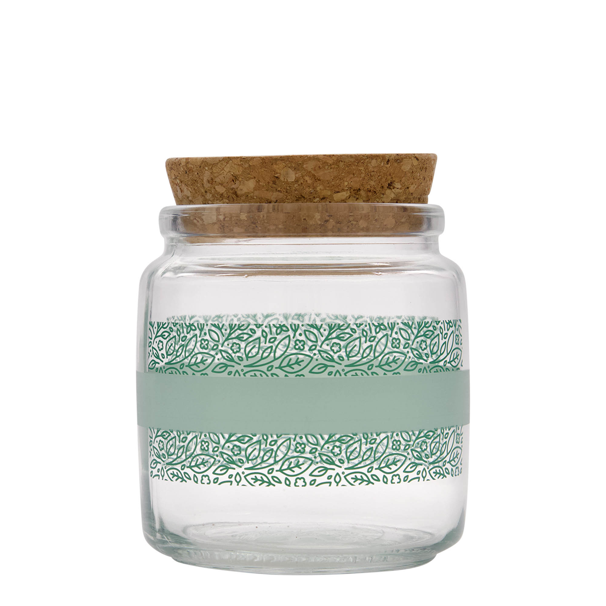 750 ml frasco de vidro com rolha 'Giara', motivo: Naturalmente verde, boca: rolha