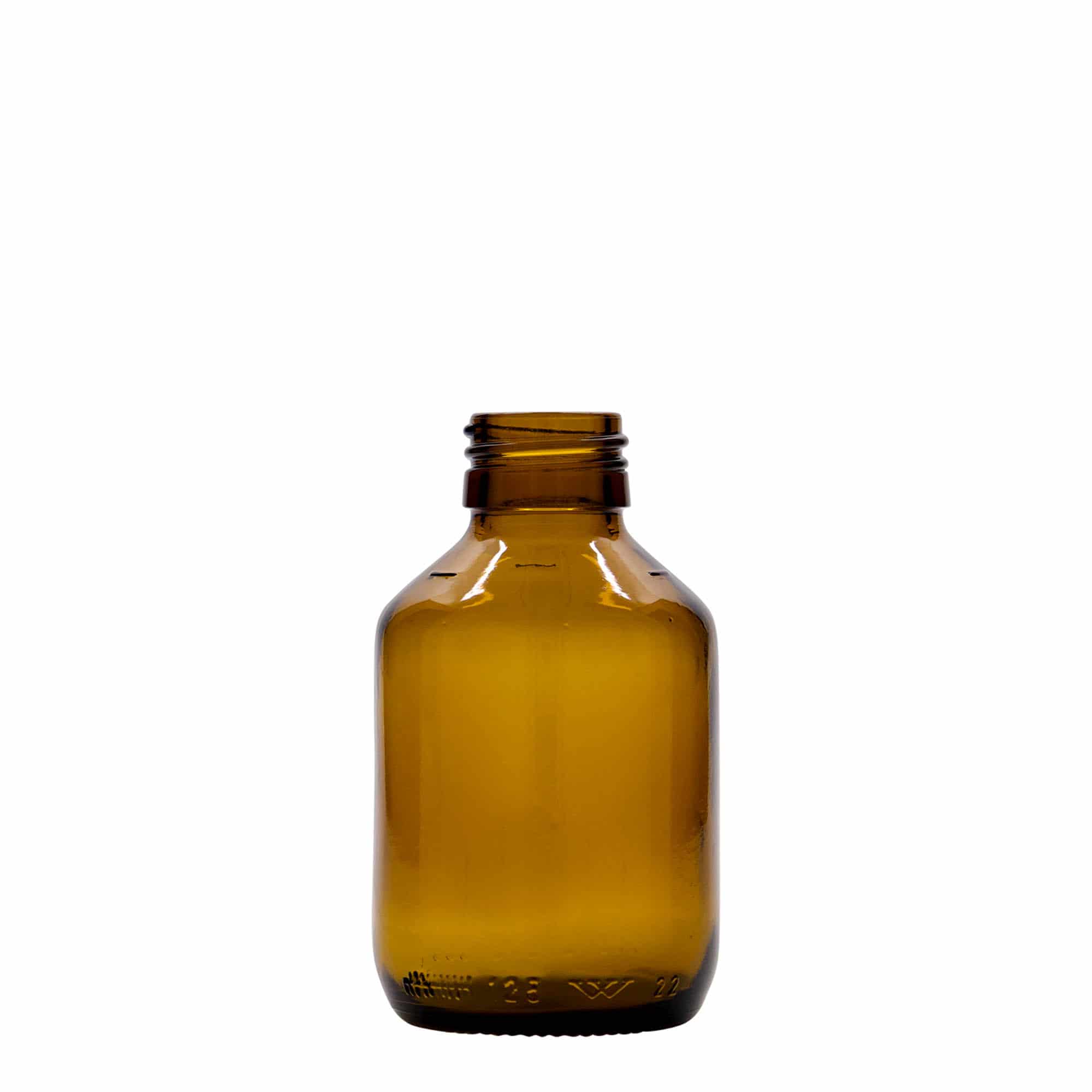 125 ml Frasco de medicamentos, castanho, vidro, boca: PP 28 125 ml Frasco de medicamentos, castanho, vidro, boca: PP 28