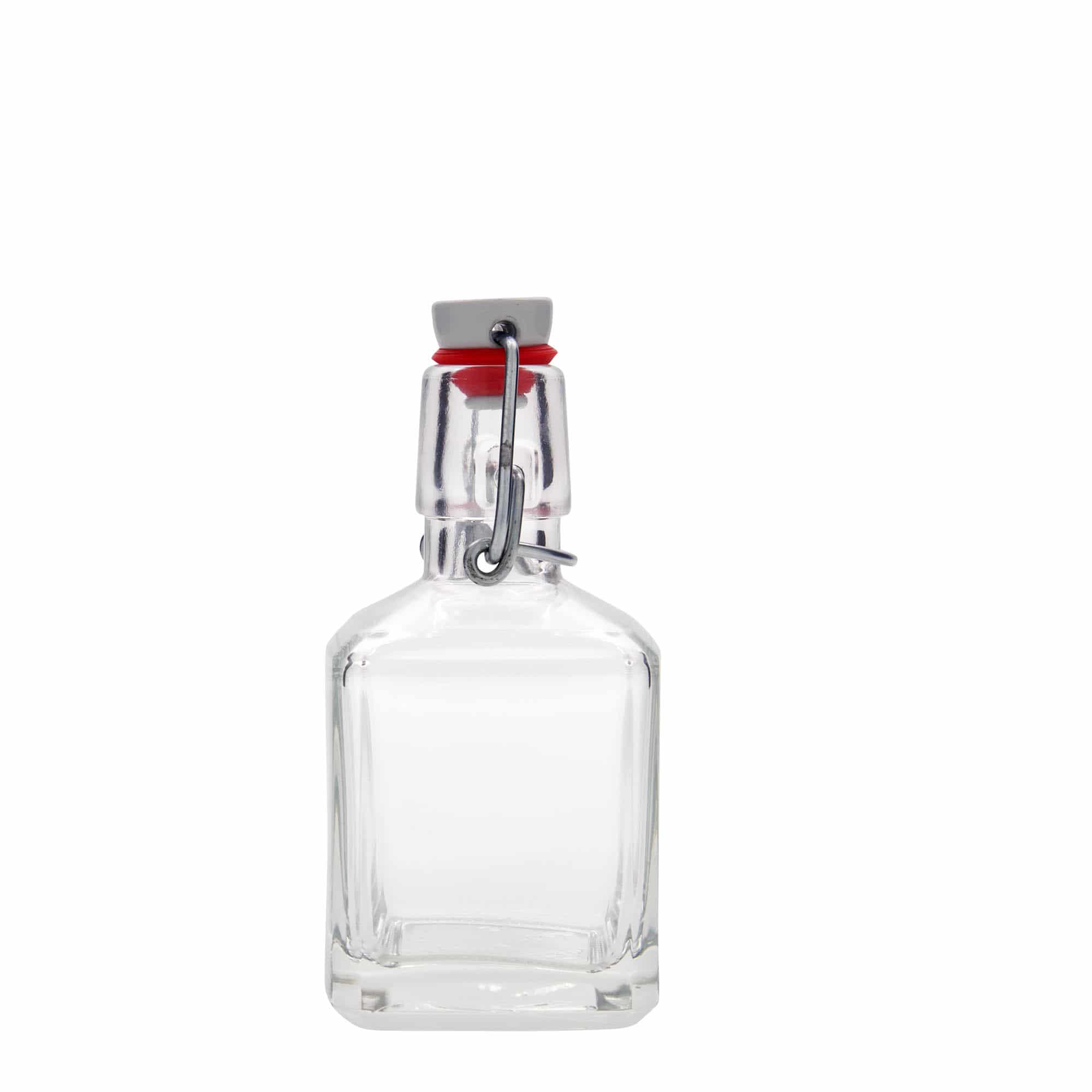 Garrafa de vidro de 200 ml 'Kubica', quadrada, bocal: fecho de alavanca