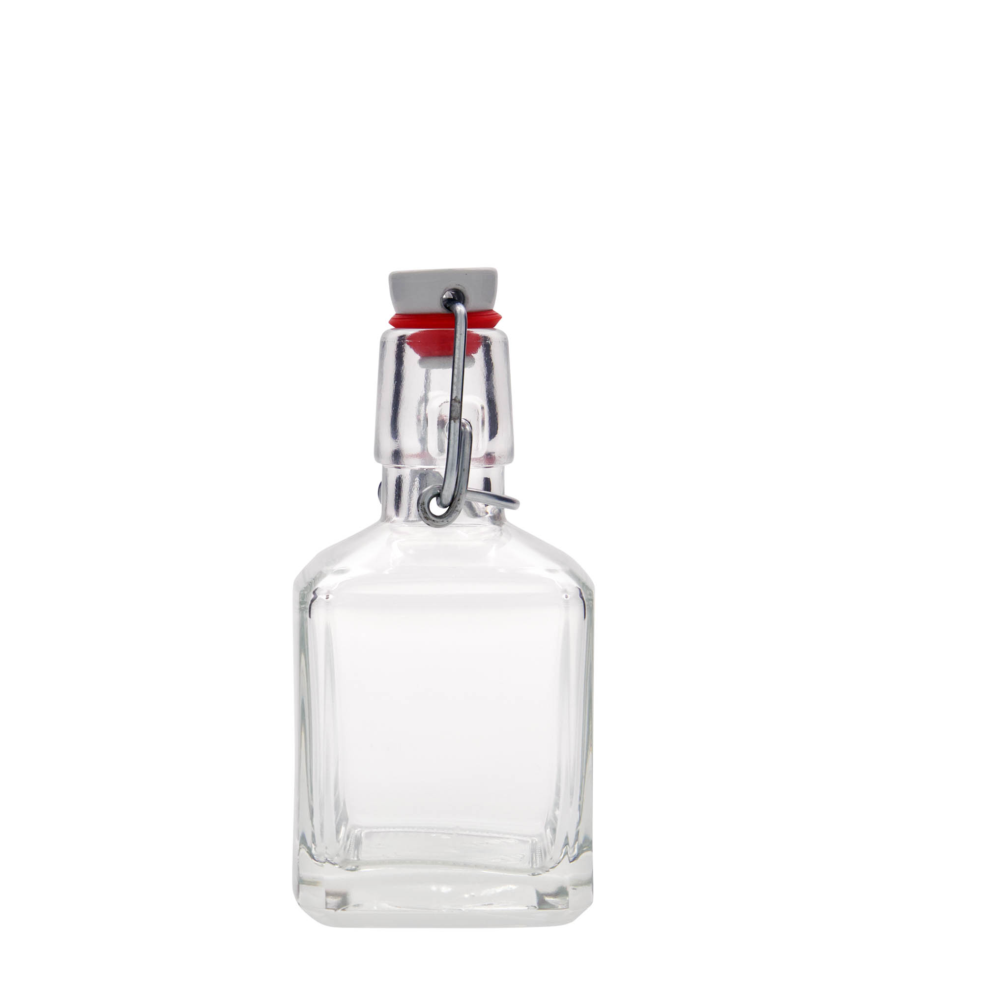 Garrafa de vidro de 200 ml 'Kubica', quadrada, bocal: fecho de alavanca Garrafa de vidro de 200 ml 'Kubica', quadrada, bocal: fecho de alavanca