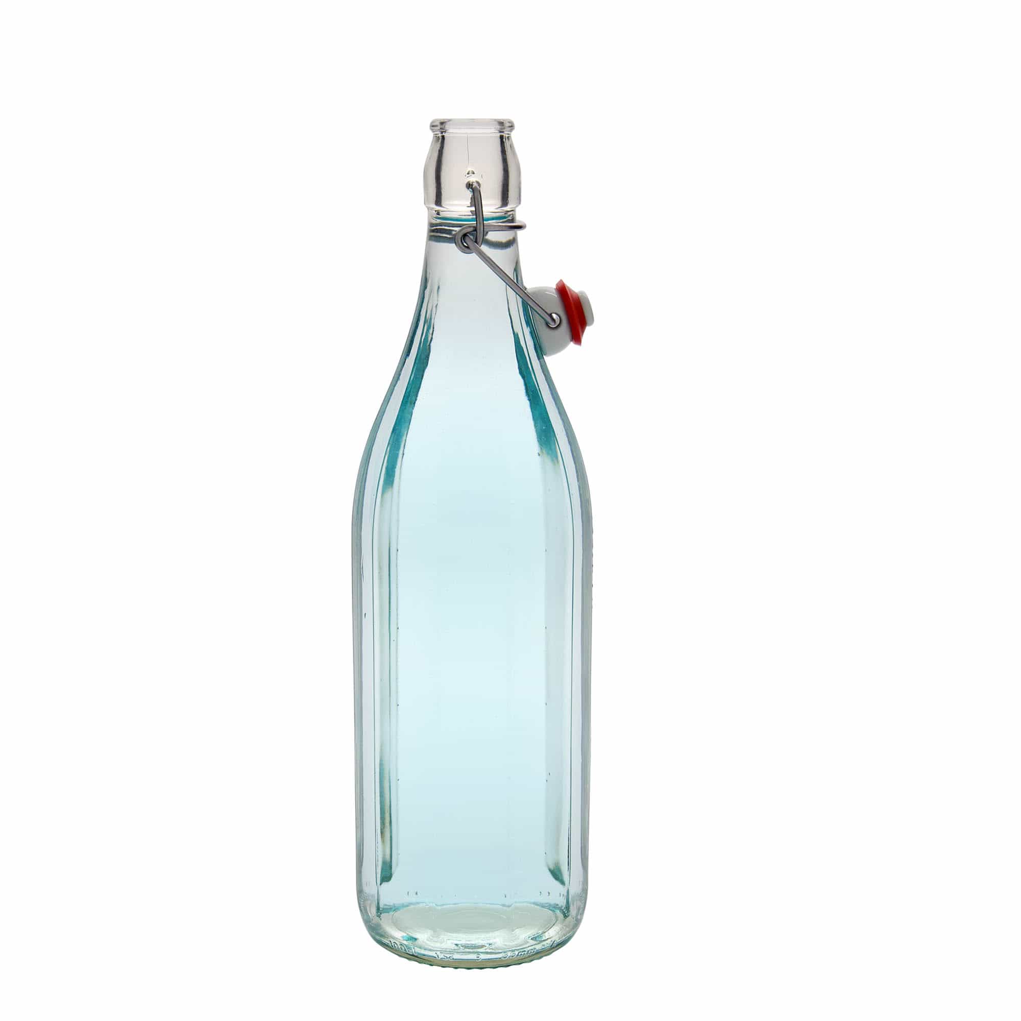 Garrafa de vidro de 1.000 ml 'Bravo' #, decagonal, boca: fecho de alavanca