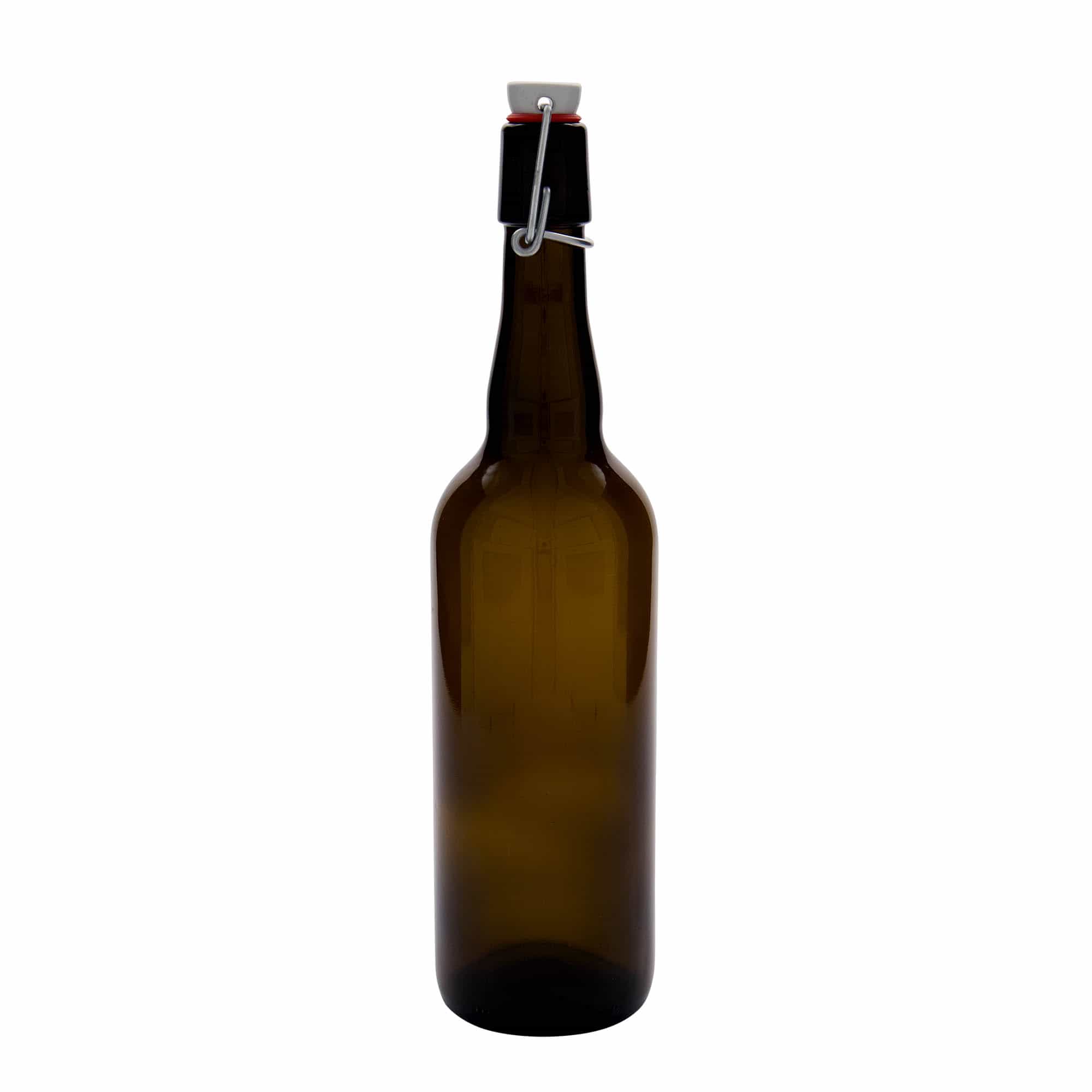 Garrafa de cerveja 750 ml Bélgica, vidro, castanha, boca: fecho de mola