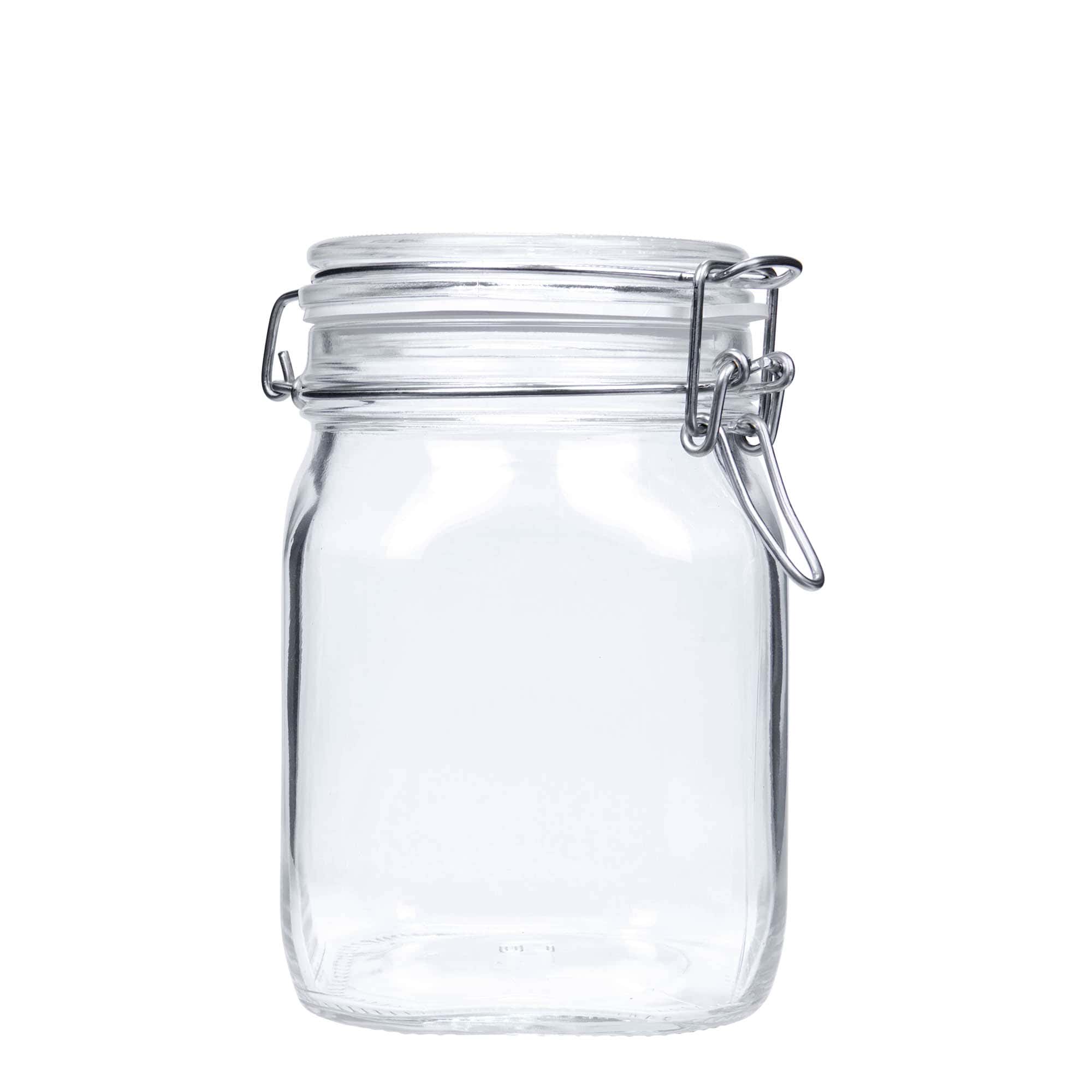 1.000 ml frasco com fecho de arame 'Fido', quadrado, abertura: fecho de arame 1.000 ml frasco com fecho de arame 'Fido', quadrado, abertura: fecho de arame