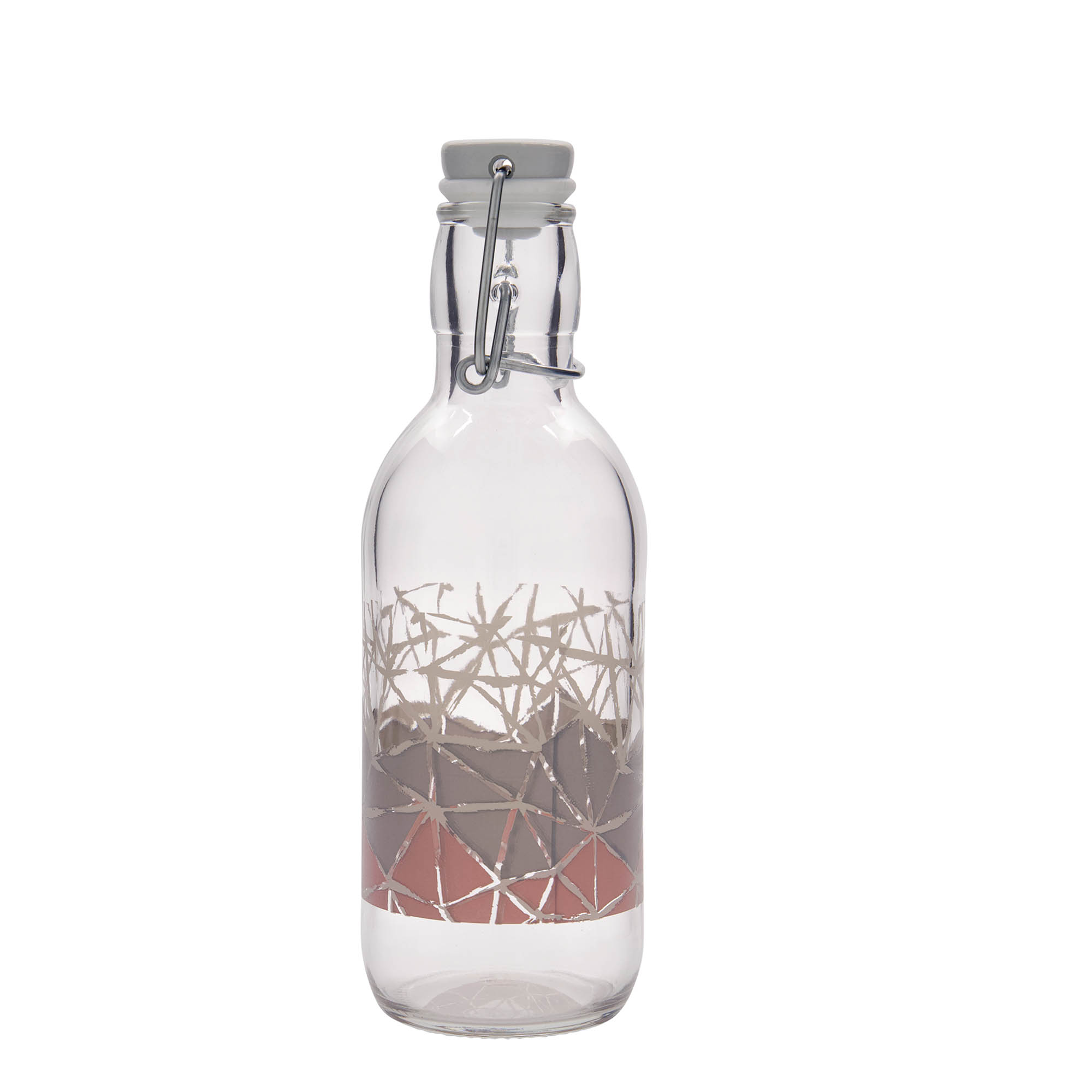 Garrafa de vidro de 500 ml Emilia impressa 'Manolibera rosa', boca: fecho de mola Garrafa de vidro de 500 ml Emilia impressa 'Manolibera rosa', boca: fecho de mola