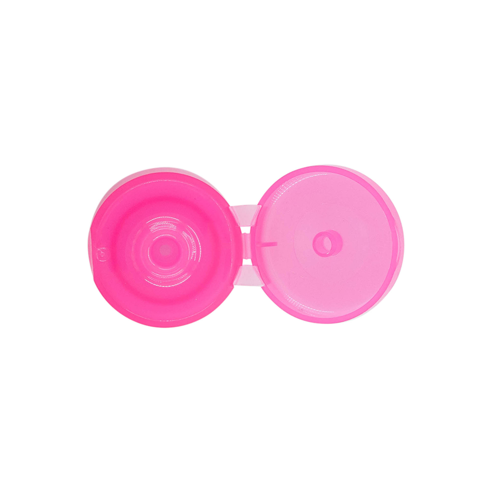 Tampa de rosca com dobradiça articulada, plástico PP, rosa, para abertura: 24/410 Tampa de rosca com dobradiça articulada, plástico PP, rosa, para abertura: 24/410