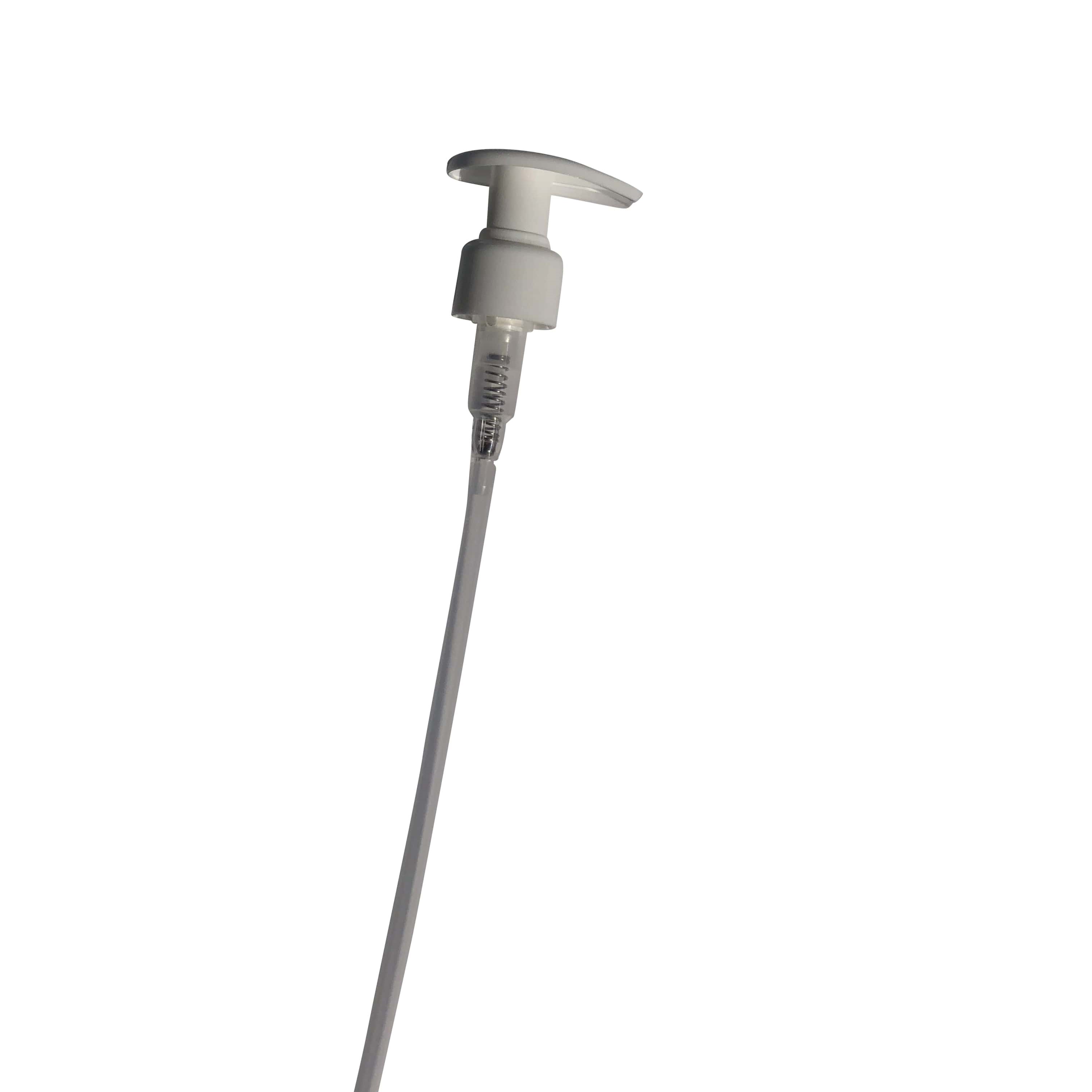 Tampa de rosca com dispensador de bomba, plástico PP, branco, para boca: GPI 24/410 Tampa de rosca com dispensador de bomba, plástico PP, branco, para boca: GPI 24/410