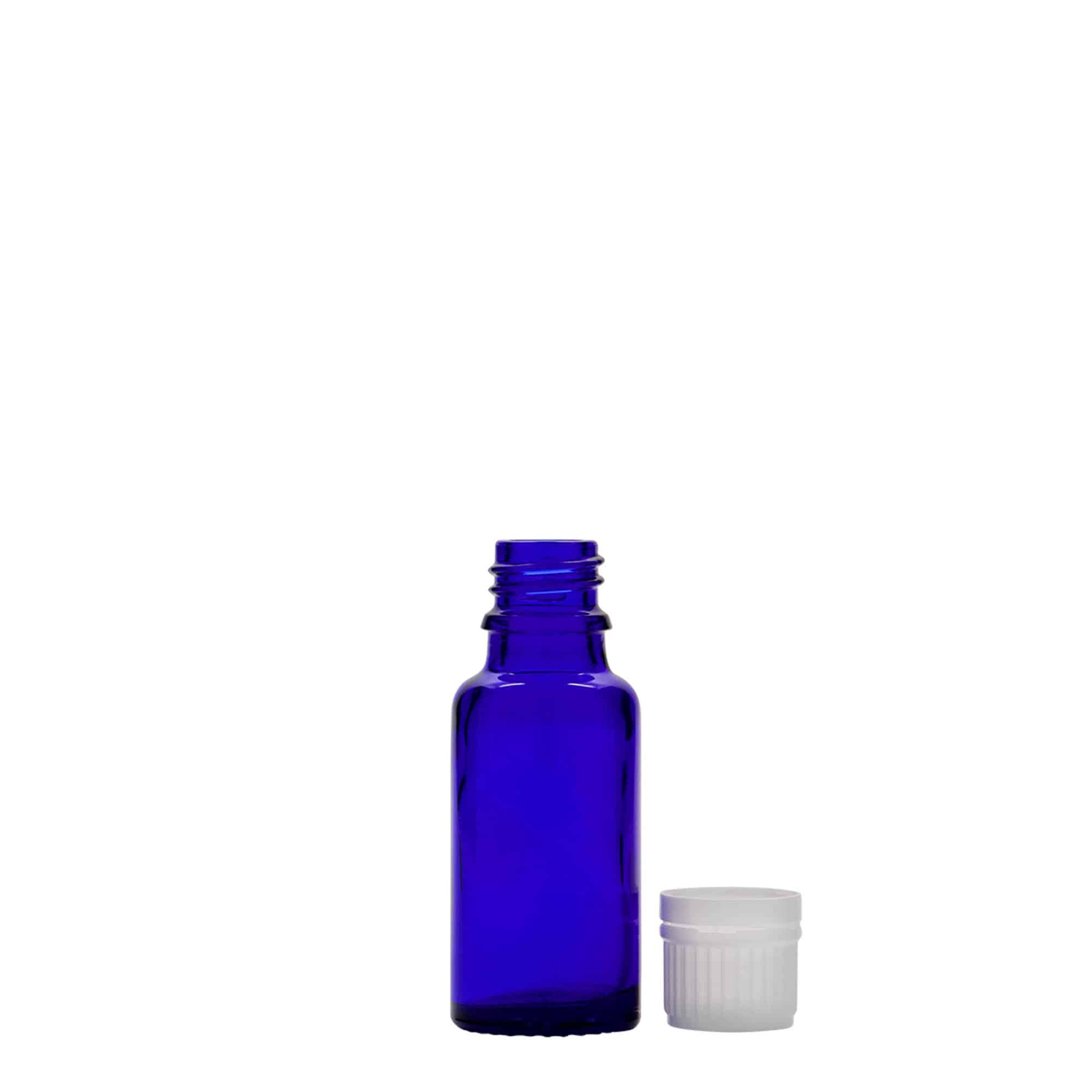 Frasco medicinal de 20 ml, vidro, azul royal, bocal: DIN 18