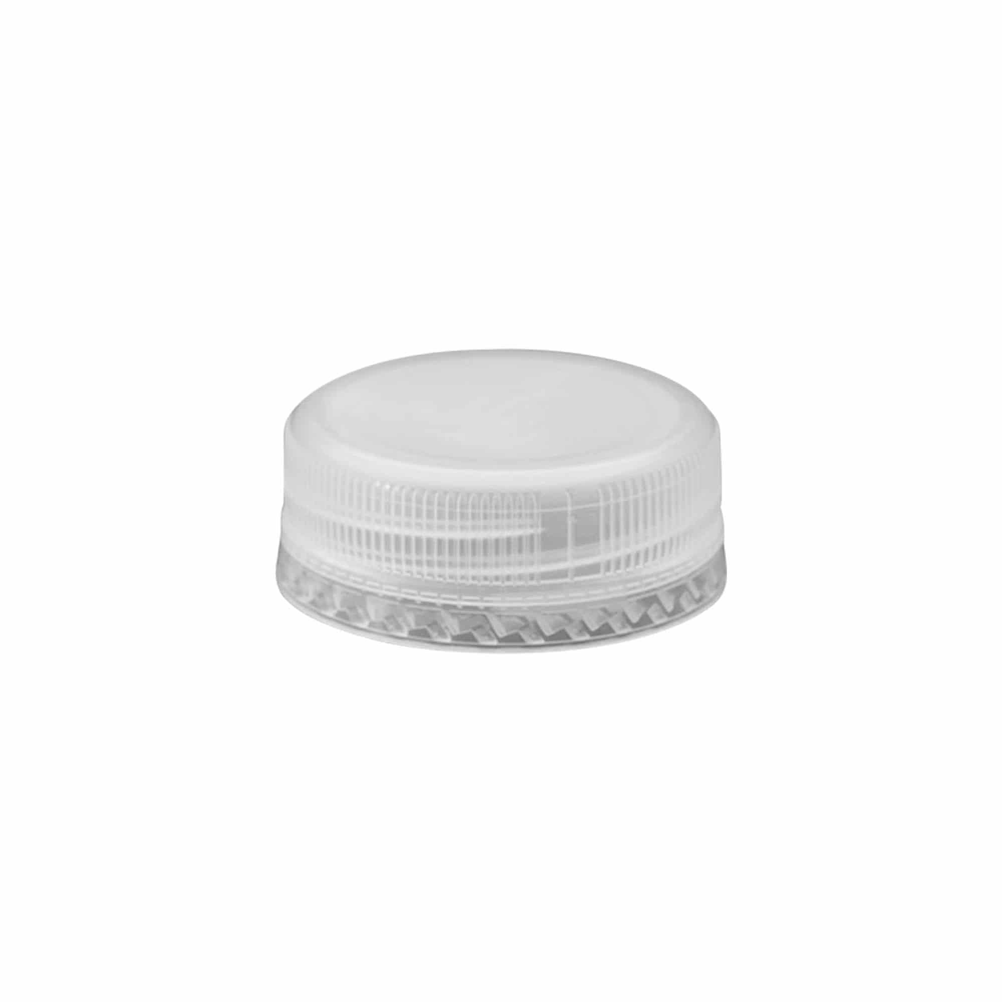 Tampa de rosca com rosca dupla, plástico PE, branca, para abertura: PET 38 mm