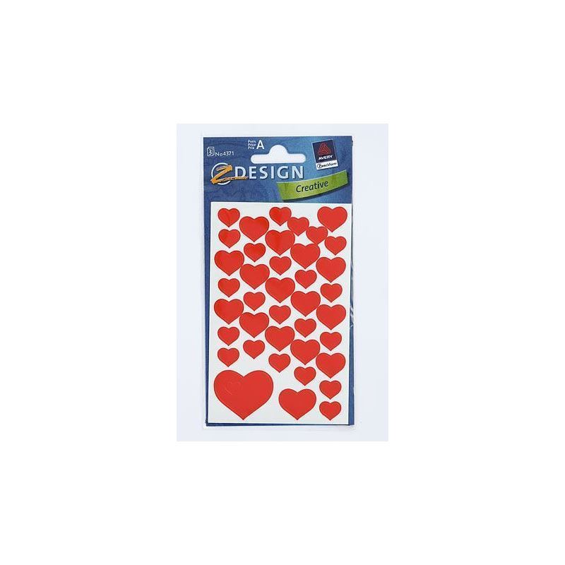 Zweckform Autocolantes 'Corações', papel, vermelho