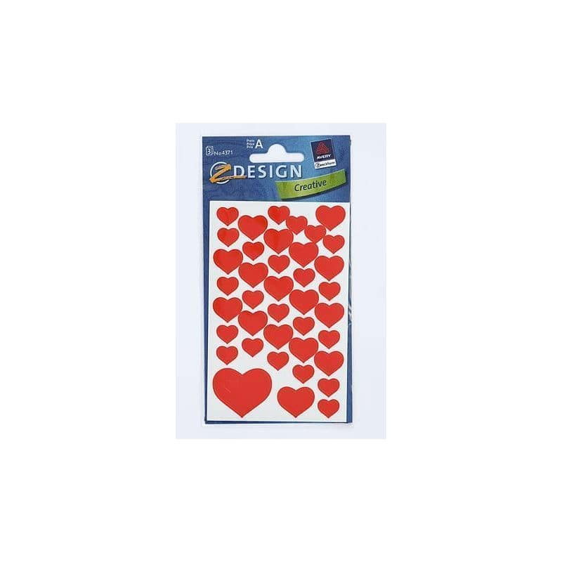 Zweckform Autocolantes 'Corações', papel, vermelho