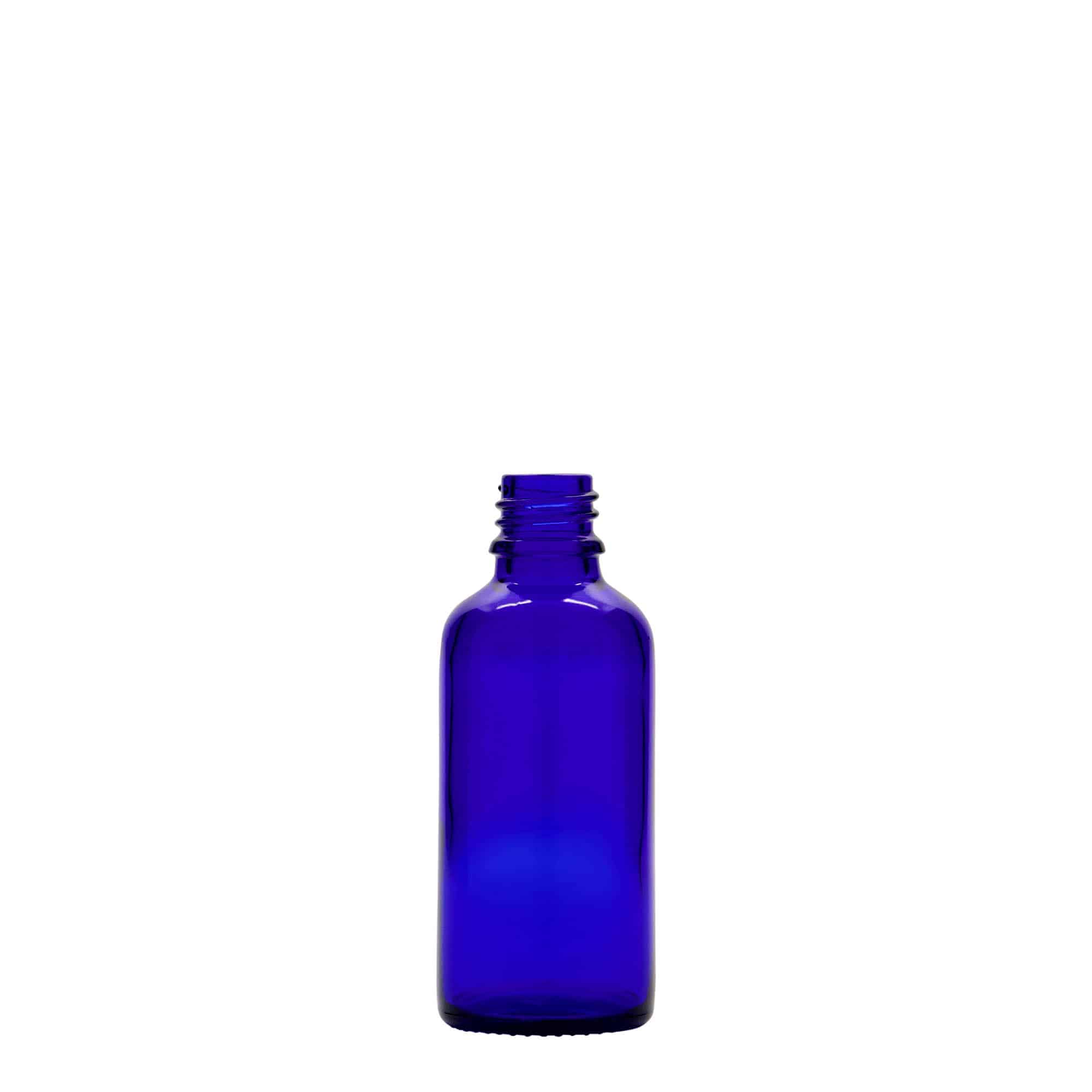 Frasco médico de 50 ml, vidro, azul royal, boca: DIN 18