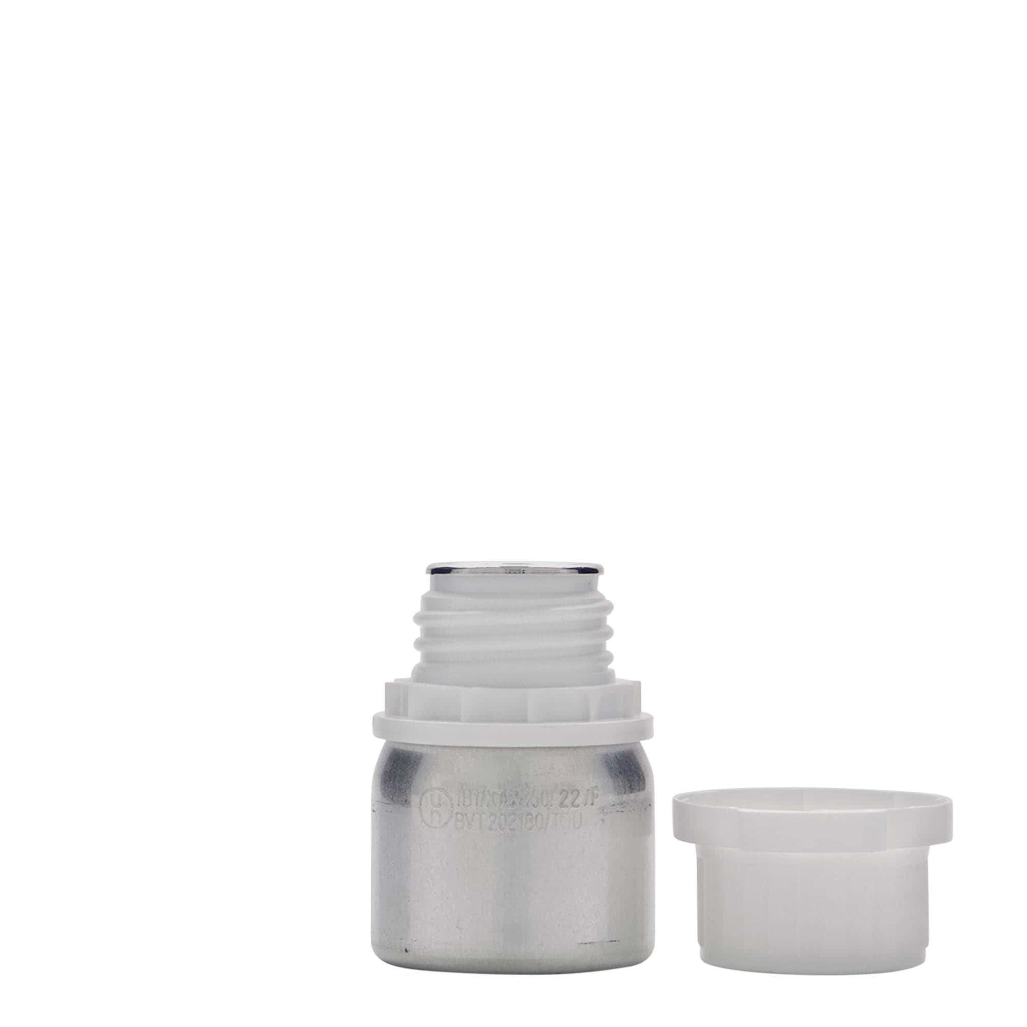Frasco de alumínio de 50 ml, metal, prateado, bocal: DIN 32