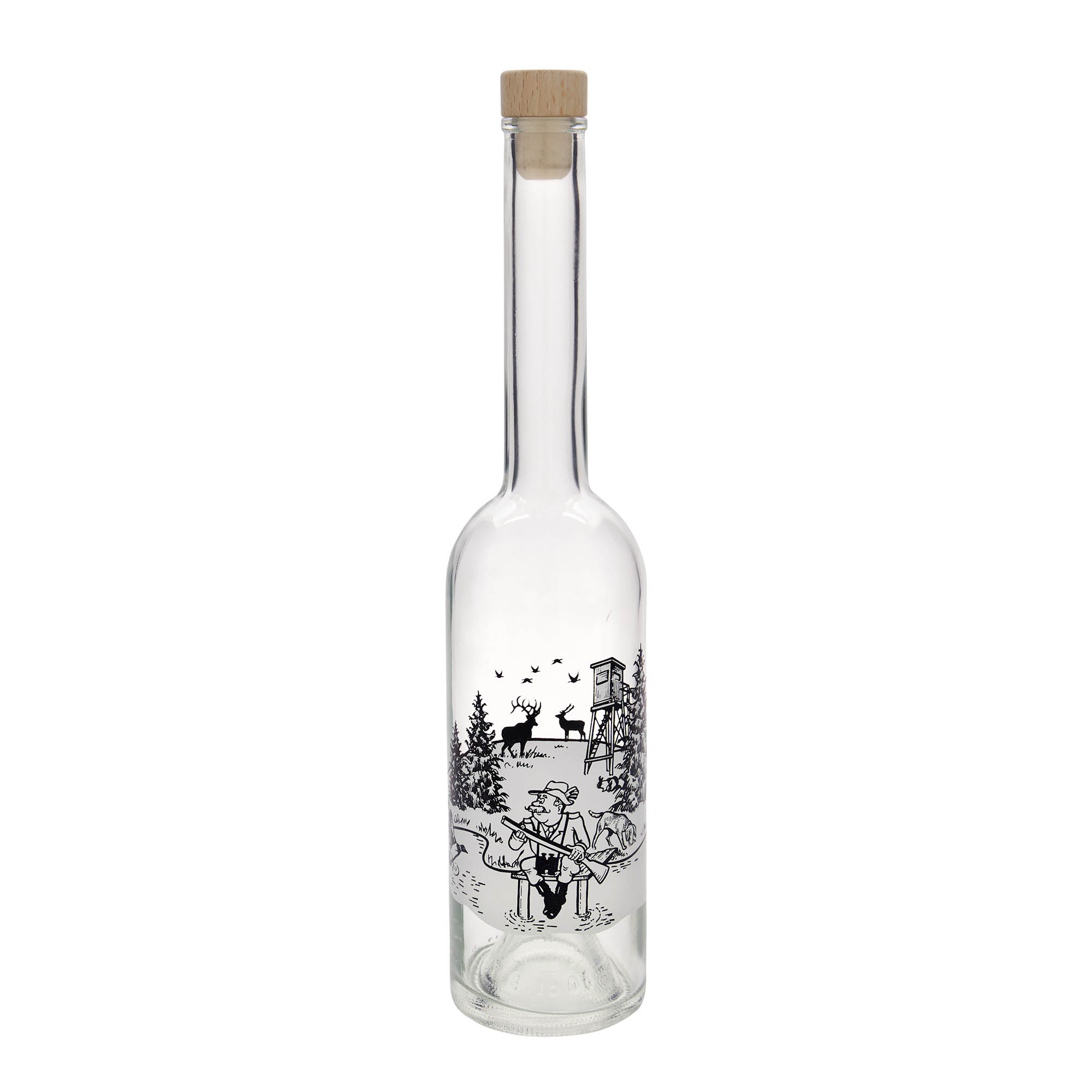 Garrafa de vidro de 500 ml 'Opera', motivo: Caçador, bocal: cortiça