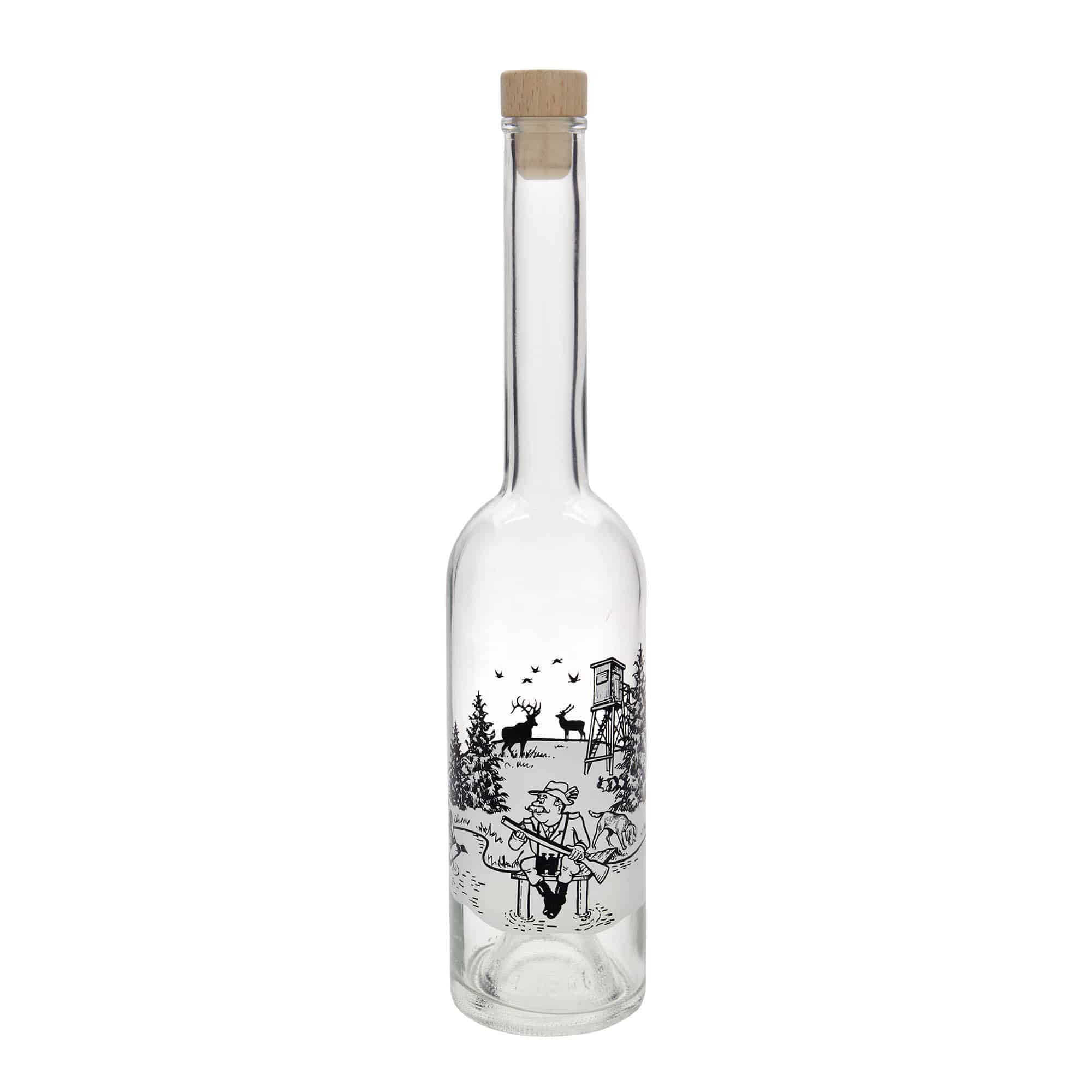 Garrafa de vidro de 500 ml 'Opera', motivo: Caçador, bocal: cortiça