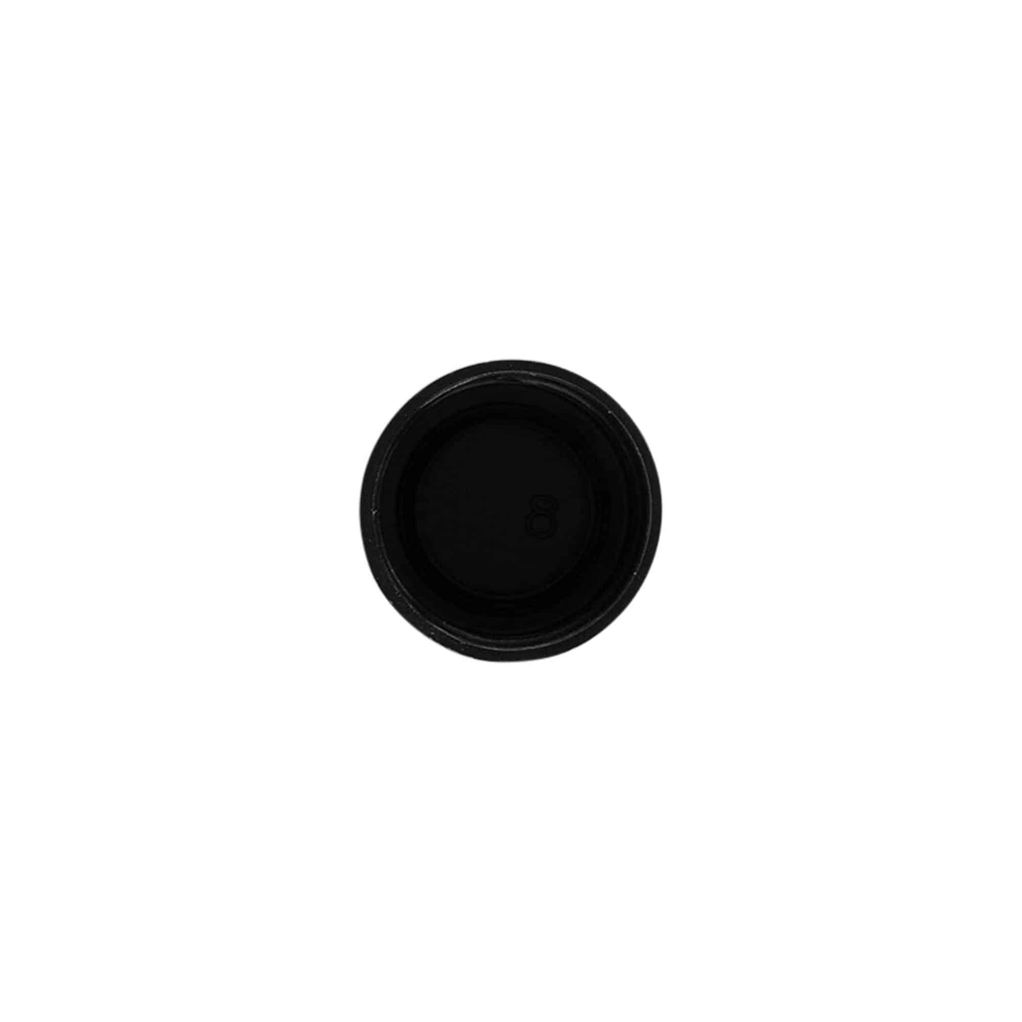 Tampa de rosca, plástico PP, preto, boca: 20/410