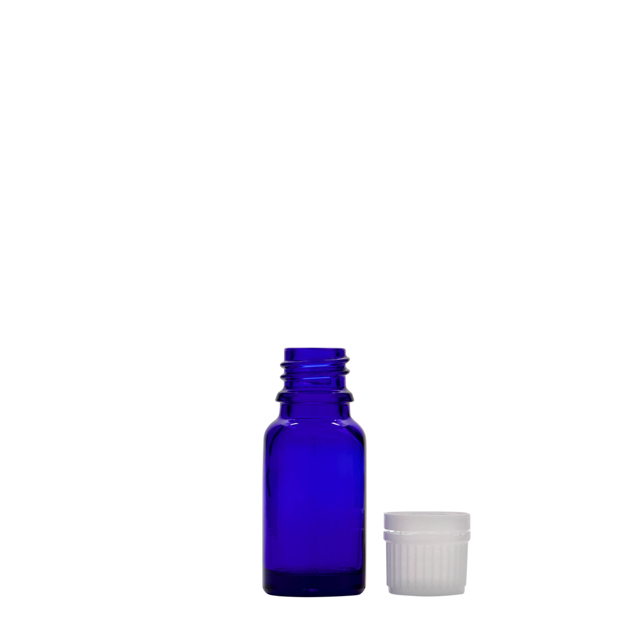 Frasco de medicamento de 10 ml, vidro, azul royal, bocal: DIN 18 Frasco de medicamento de 10 ml, vidro, azul royal, bocal: DIN 18