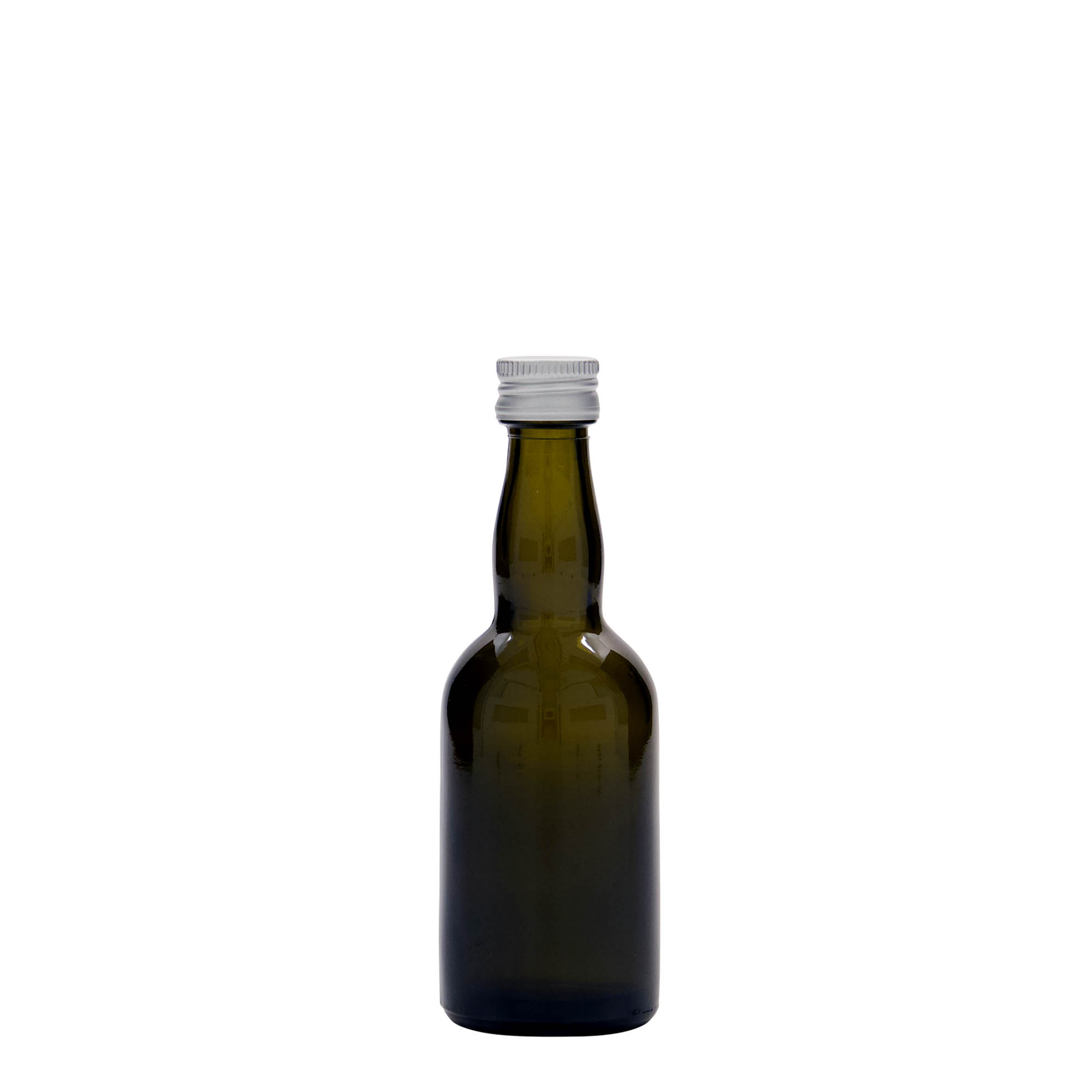 Frasco de vidro de 50 ml 'Proba', verde antigo, boca: PP 18 Frasco de vidro de 50 ml 'Proba', verde antigo, boca: PP 18