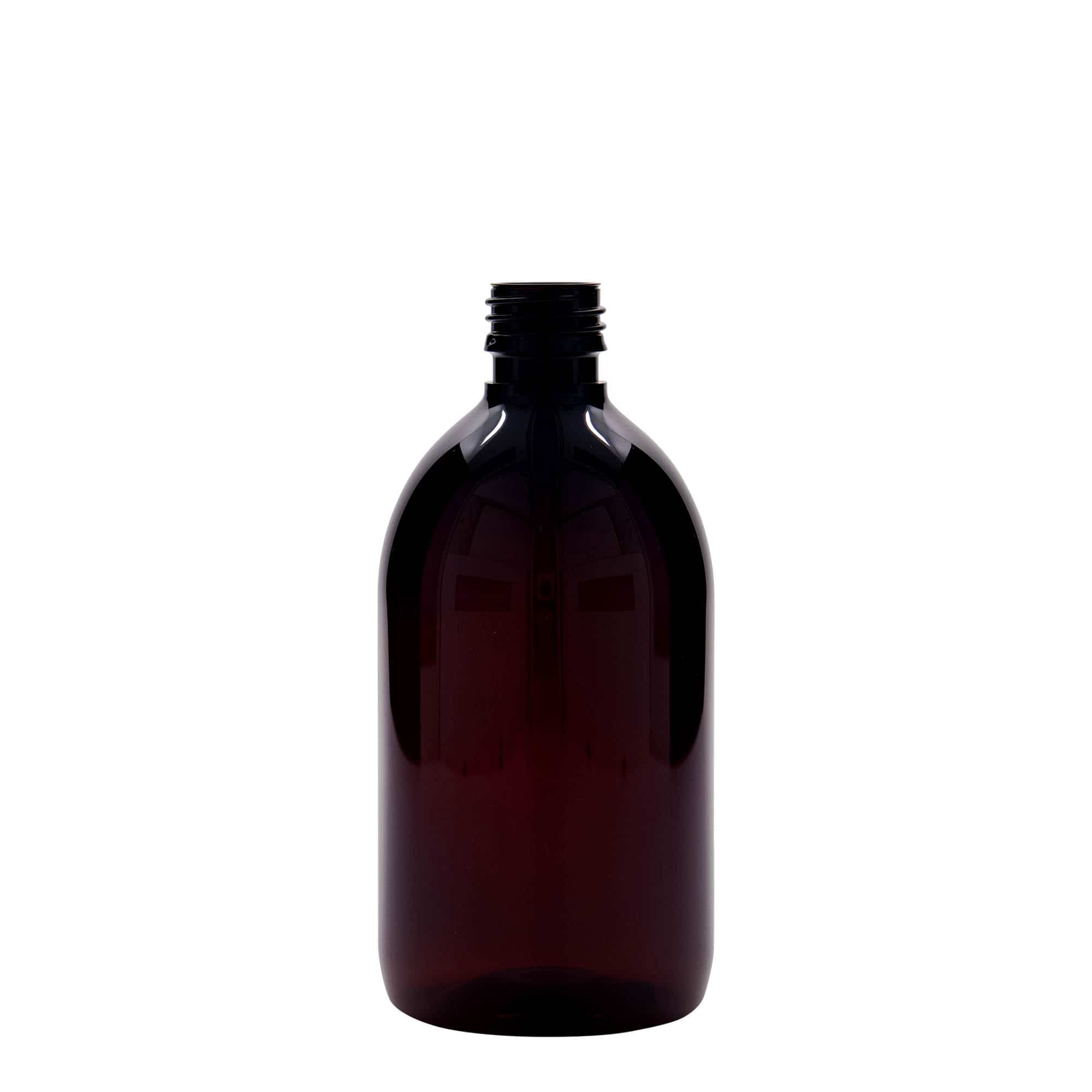 500 ml Frasco de medicamentos PET, castanho, plástico, boca: PP 28 500 ml Frasco de medicamentos PET, castanho, plástico, boca: PP 28