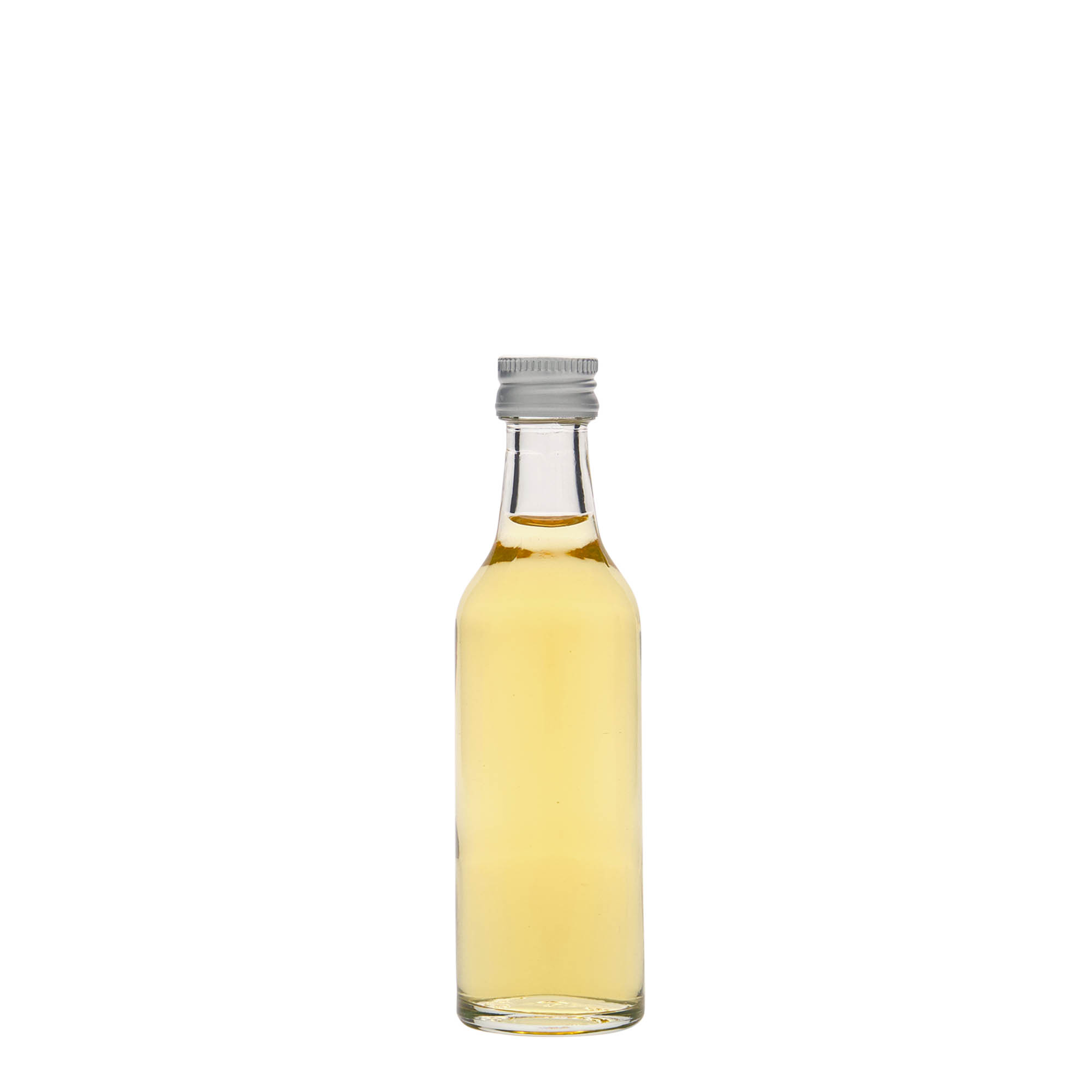 Frasco de vidro de 50 ml com gargalo recto, boca: PP 18 Frasco de vidro de 50 ml com gargalo recto, boca: PP 18