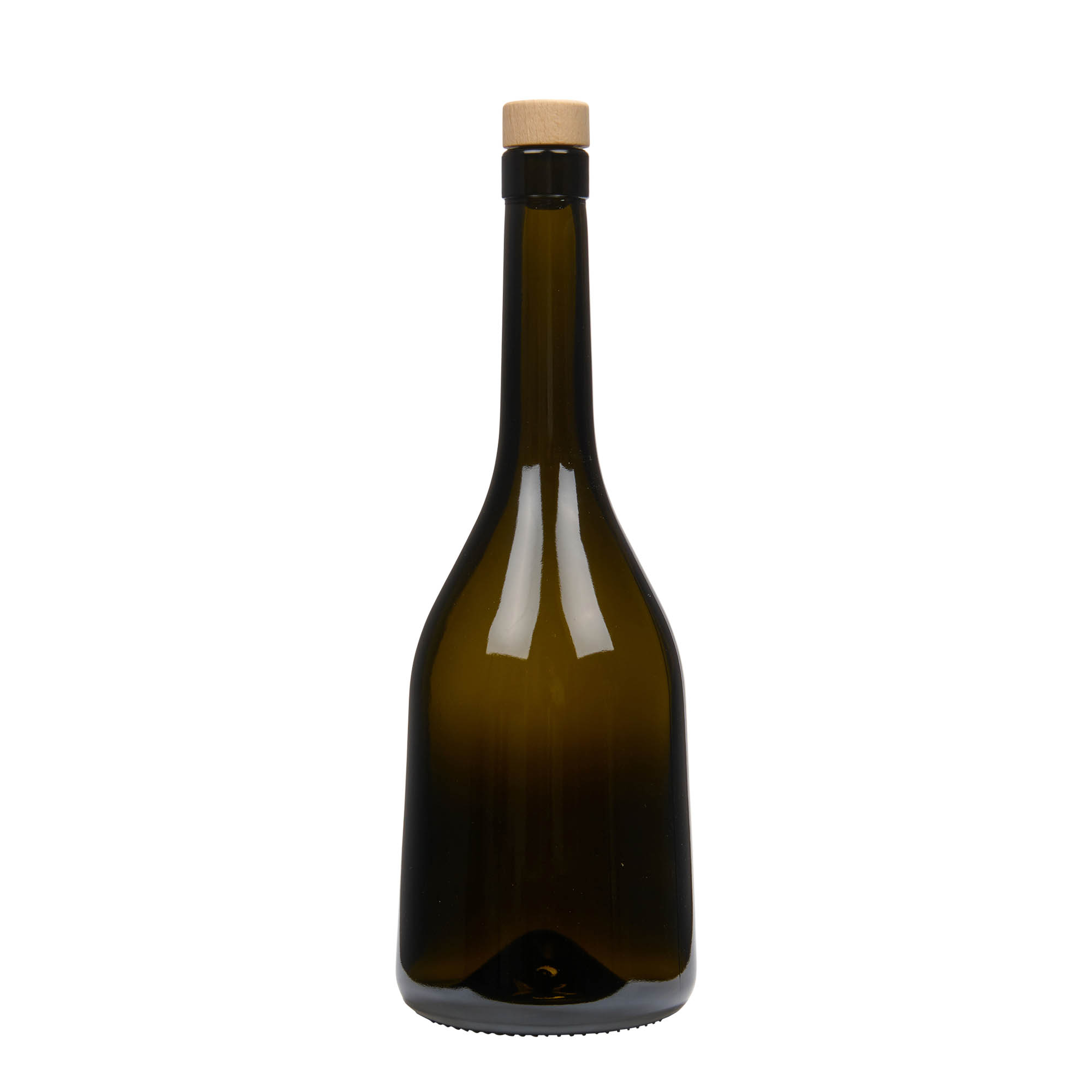 Garrafa de vidro de 750 ml 'Rustica', verde antigo, boca: cortiça