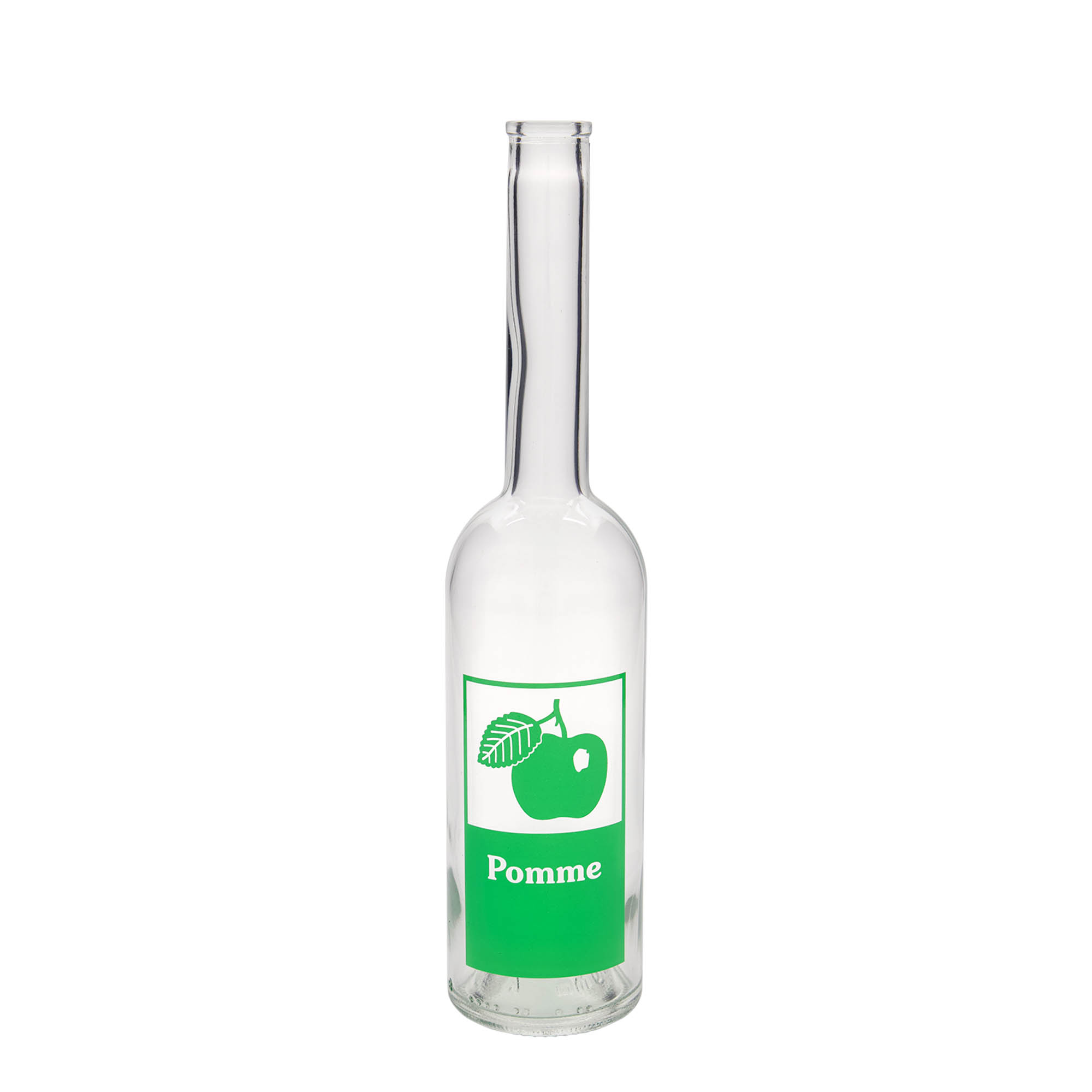 Garrafa de vidro de 500 ml 'Ópera', motivo: Maçã, boca: cortiça Garrafa de vidro de 500 ml 'Ópera', motivo: Maçã, boca: cortiça